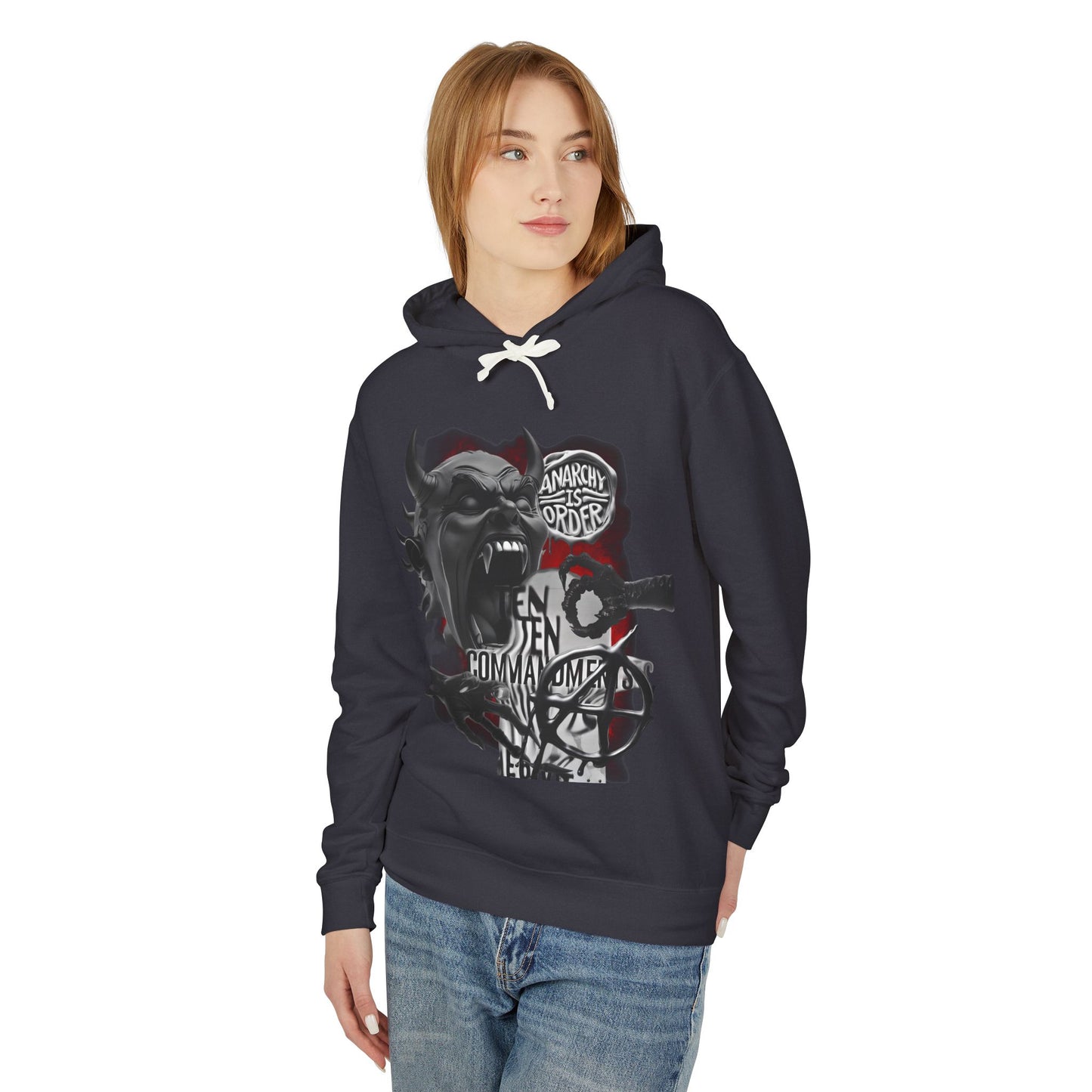 Anarchy Inspired Unisex Lightweight Hooded Sweatshirt - Edgy Streetwear for Cool Fashion Lovers