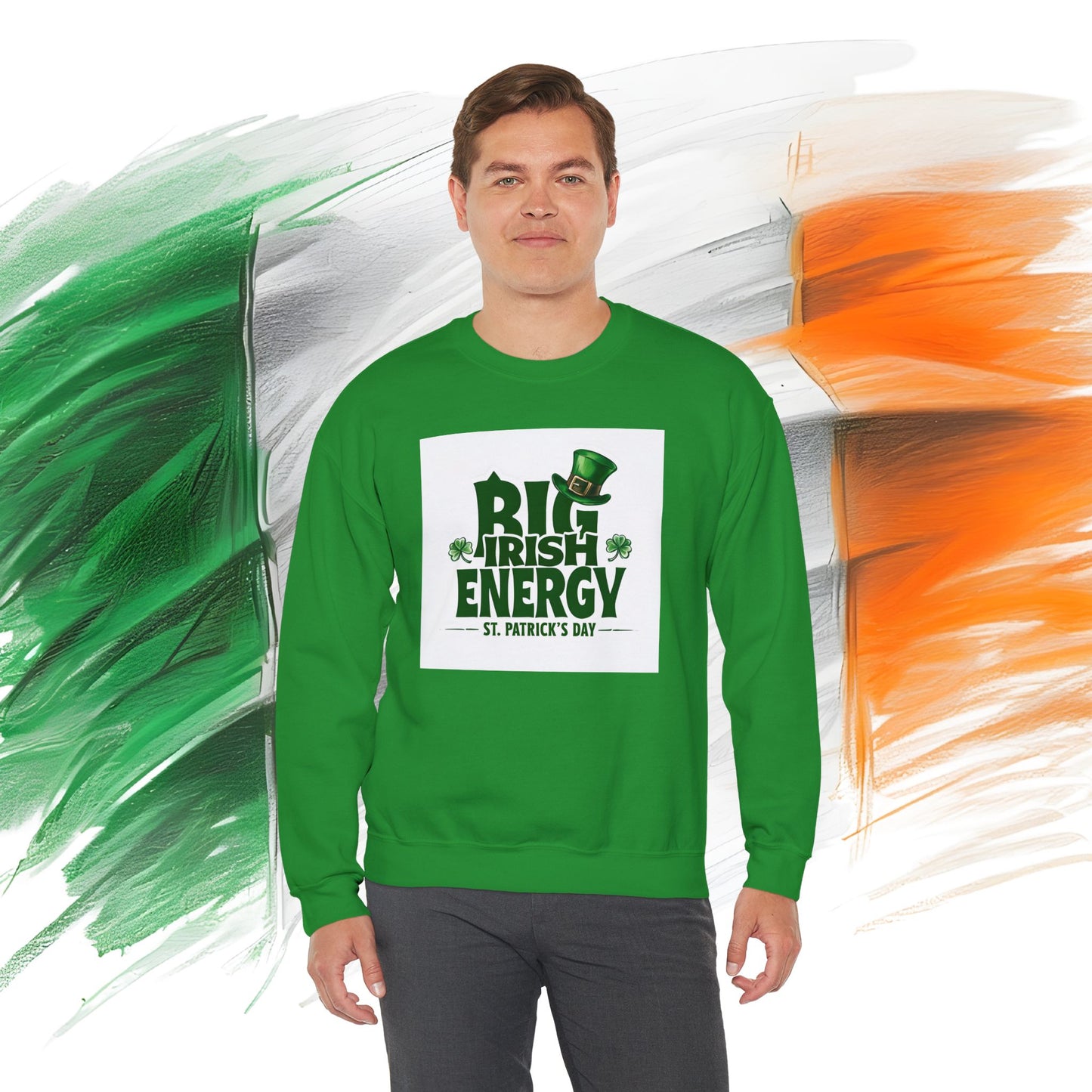 Big Irish Energy Crewneck Sweatshirt for St. Patrick's Day