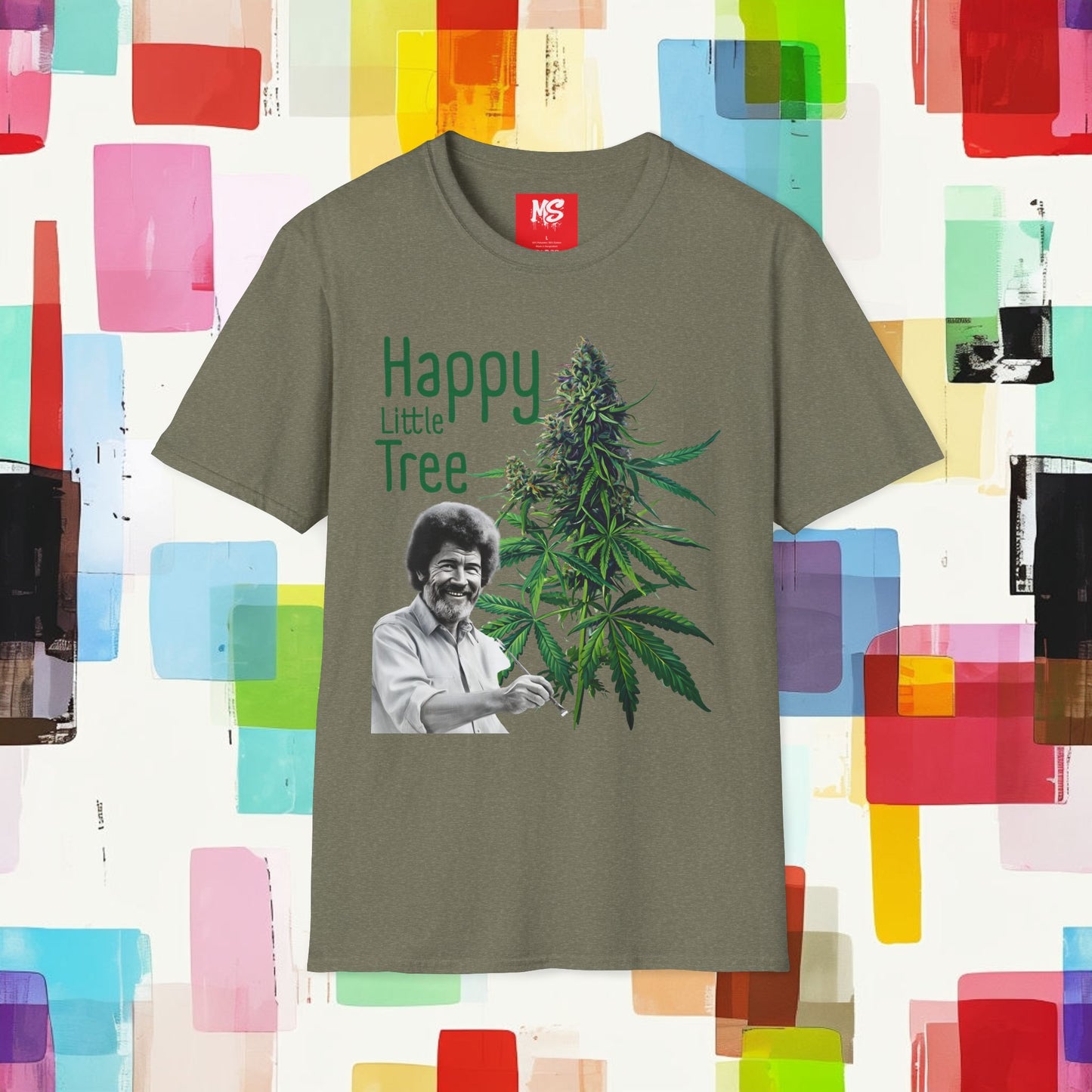 Happy Little Tree Unisex Softstyle T-Shirt - Fun Cannabis Inspired Design