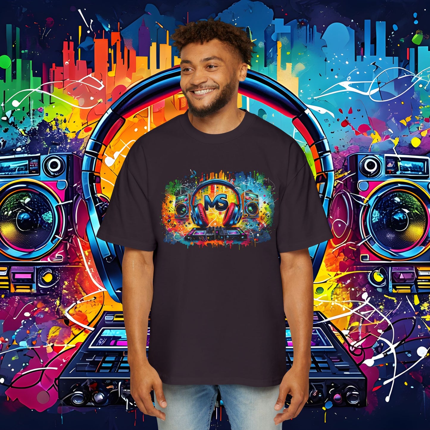 Colorful DJ Music Oversized Tee for Music Lovers