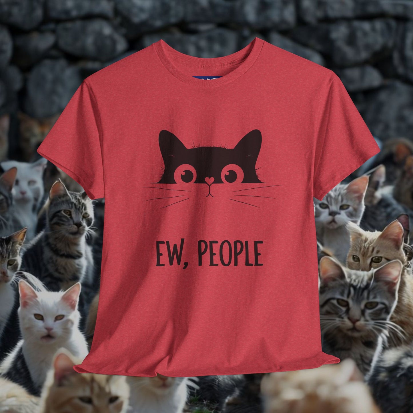 Funny Cat Graphic Tee - 'Ew, People' Unisex Heavy Cotton Shirt