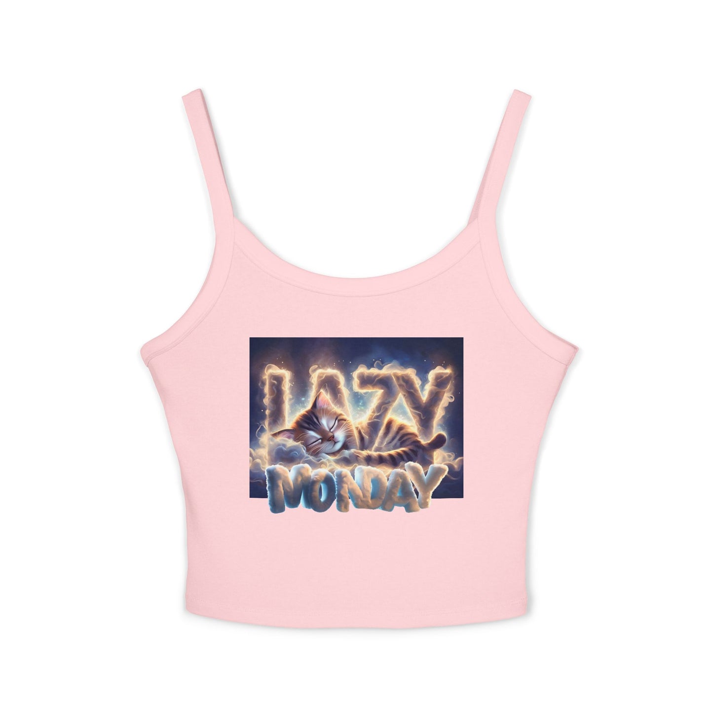 Lazy Monday CAT Women's Spaghetti Strap Tank Top - Relaxed Vibe for Chilling Days