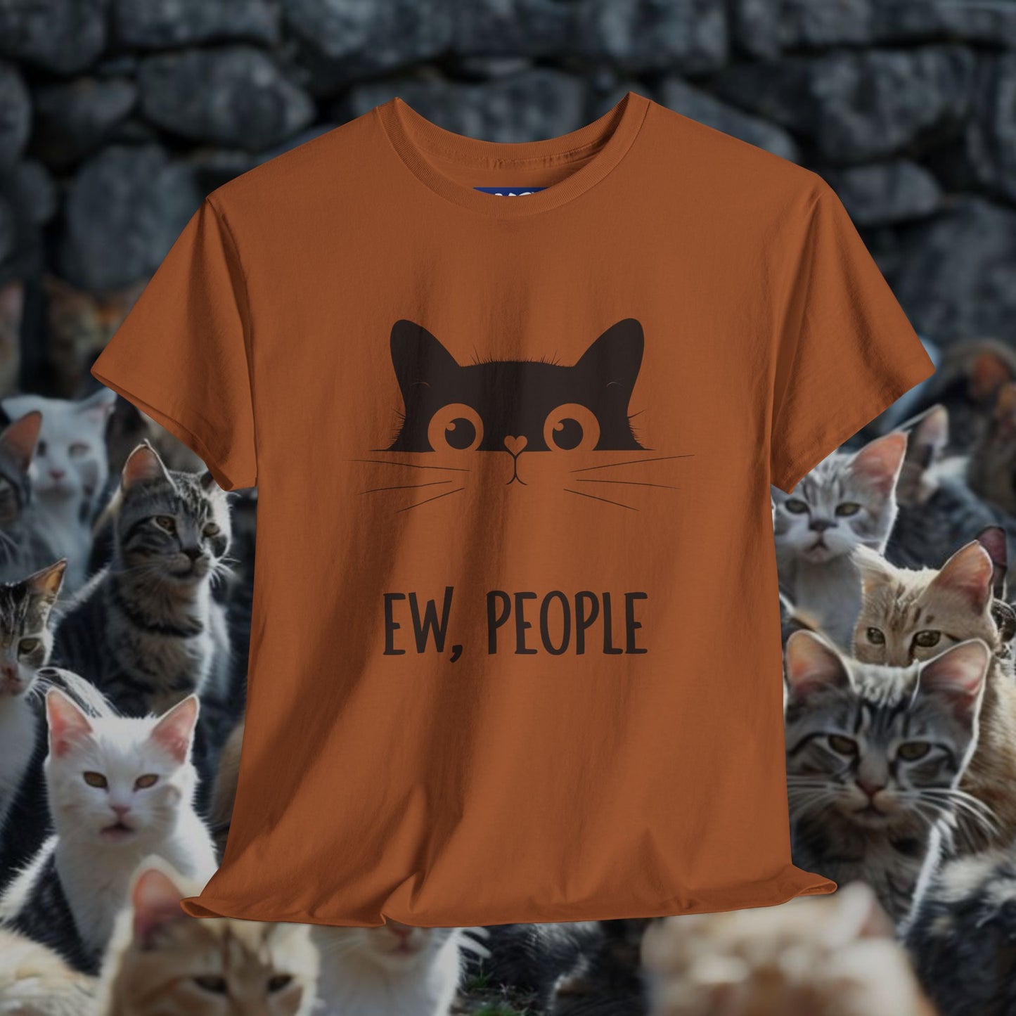 Funny Cat Graphic Tee - 'Ew, People' Unisex Heavy Cotton Shirt