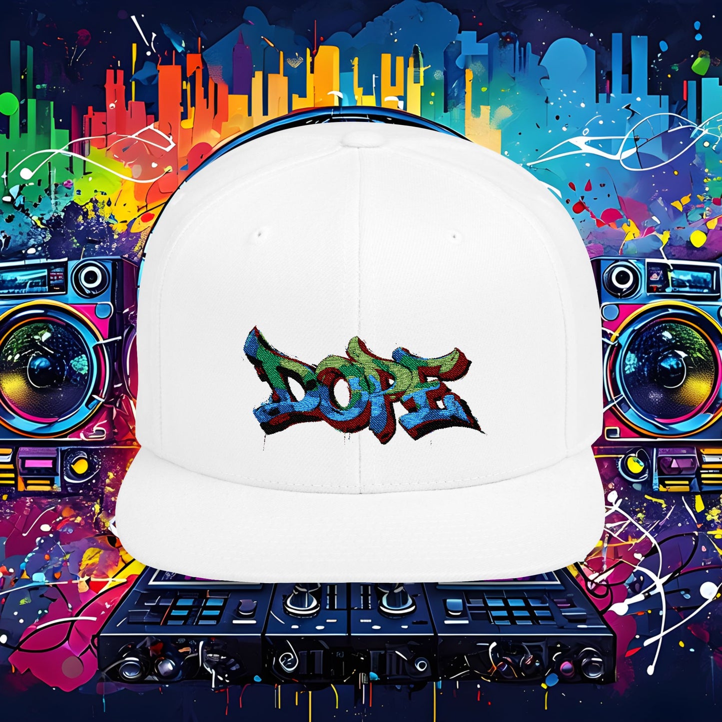 DOPE Graffiti Flat Bill Snapback Cap for Urban Style