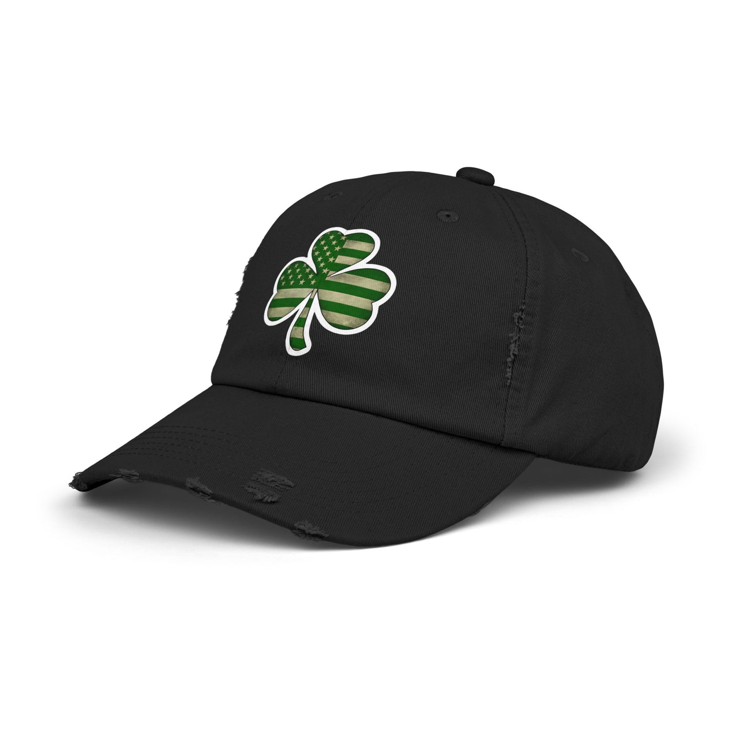 Lucky Clover Distressed Cap - Unisex Shamrock Hat for St. Patrick's Day