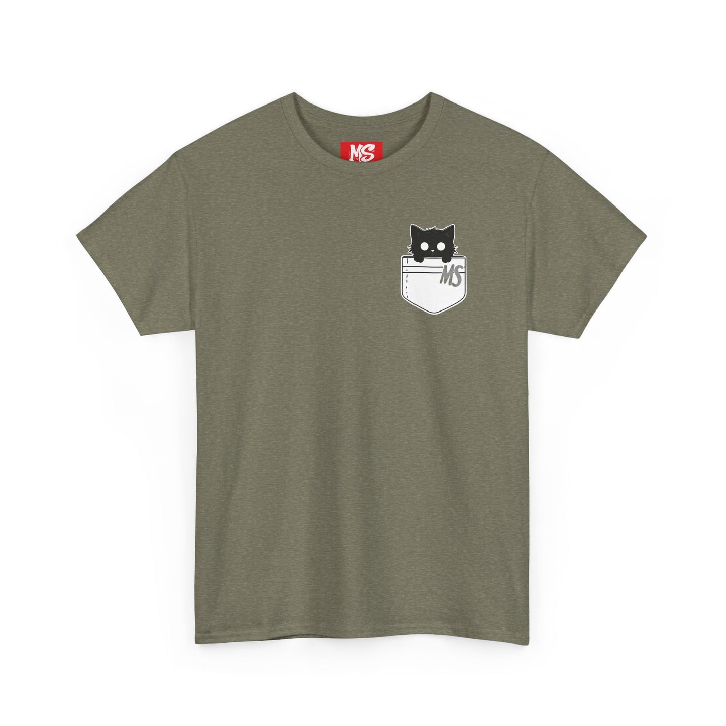 Cute Cat Pocket Unisex Heavy Cotton Tee