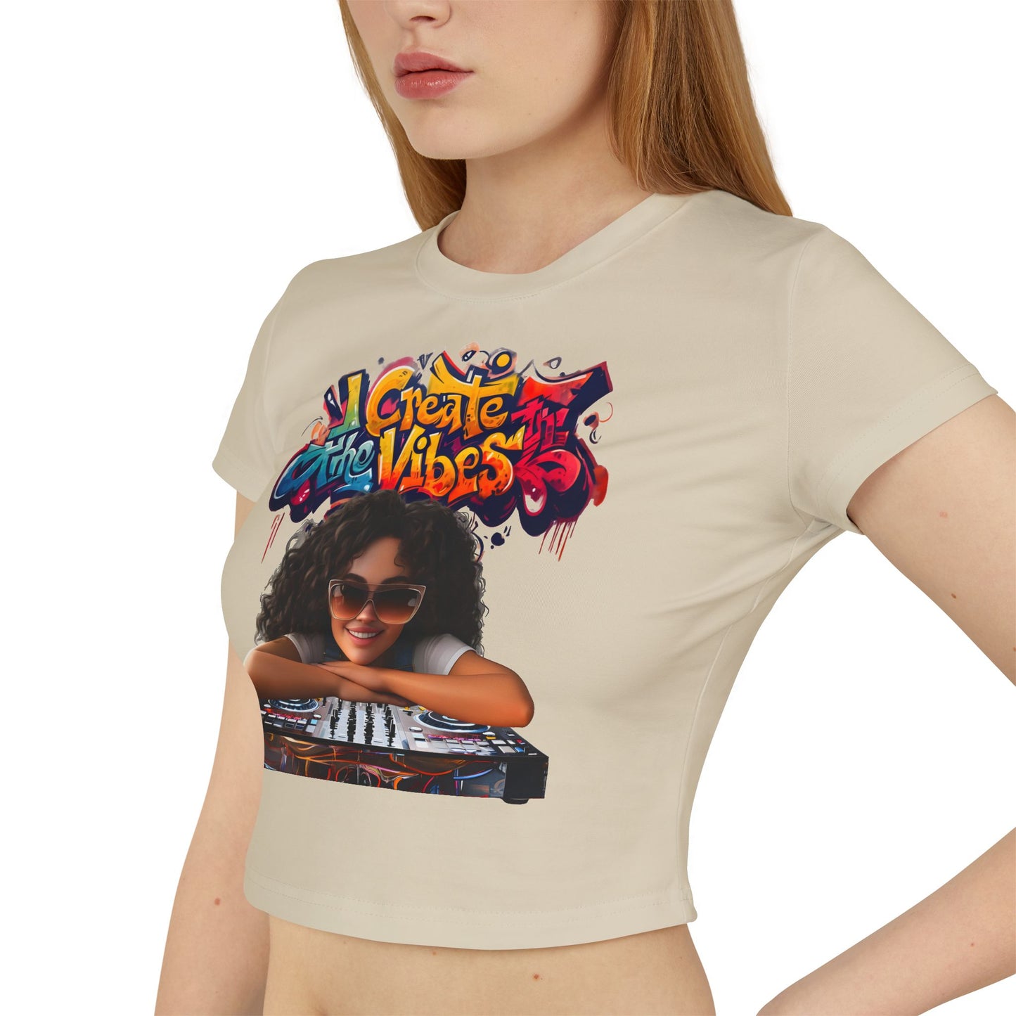 Create the Vibes Women's Baby Tee - Stylish Graphic Tee for Music Lovers