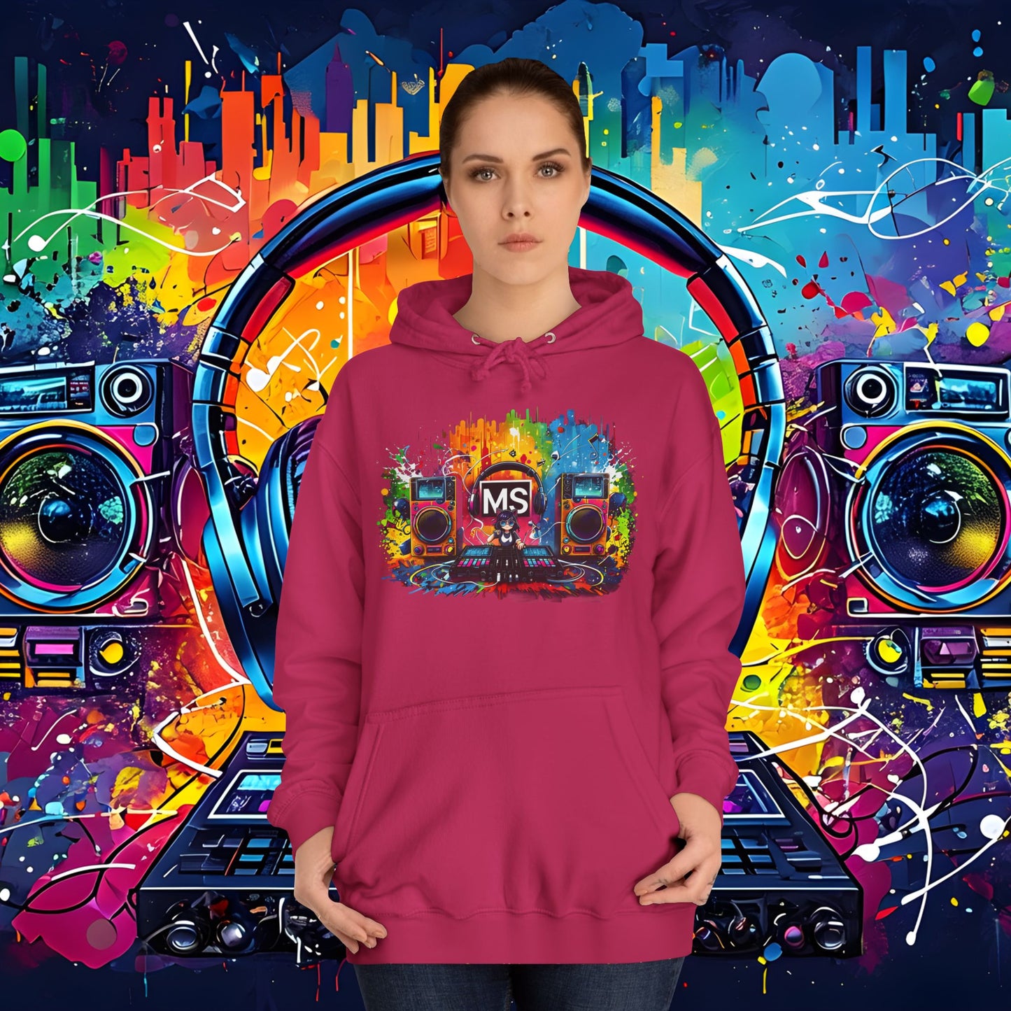 Vibrant Music Festival Unisex College Hoodie - Perfect for Concerts & Casual Wear DJ