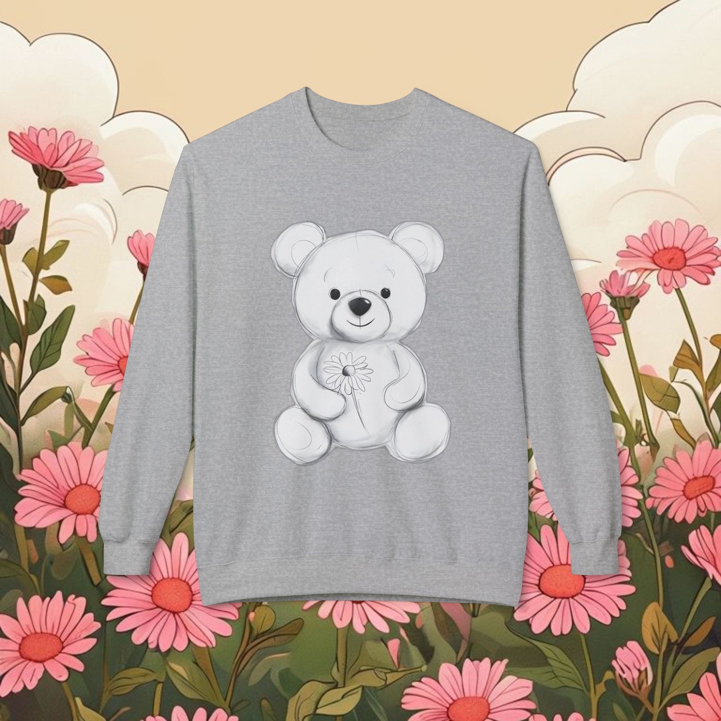 Cute Teddy Bear Fleece Crewneck Sweatshirt - Cozy and Adorable