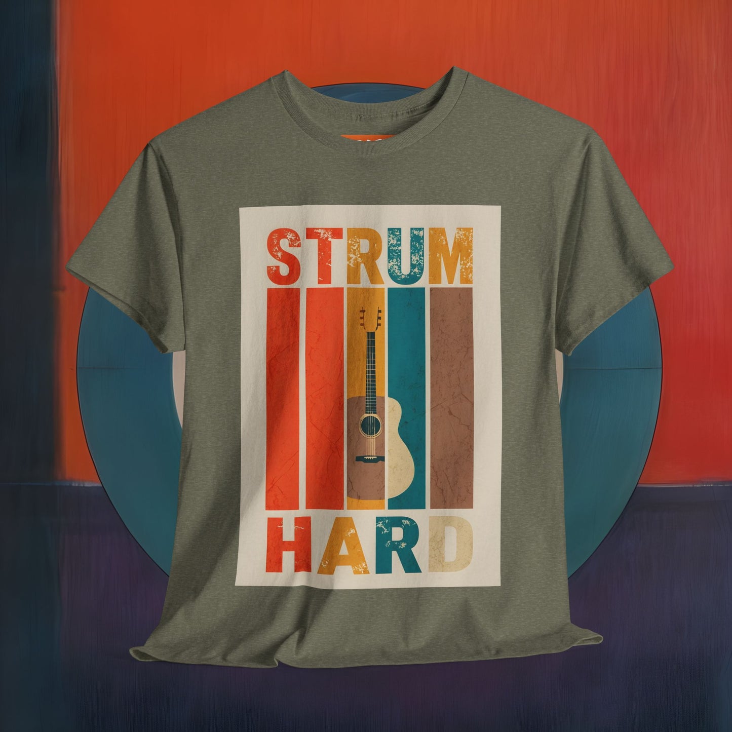 Strum Hard Unisex Heavy Cotton Tee - Music Lover's Graphic T-Shirt