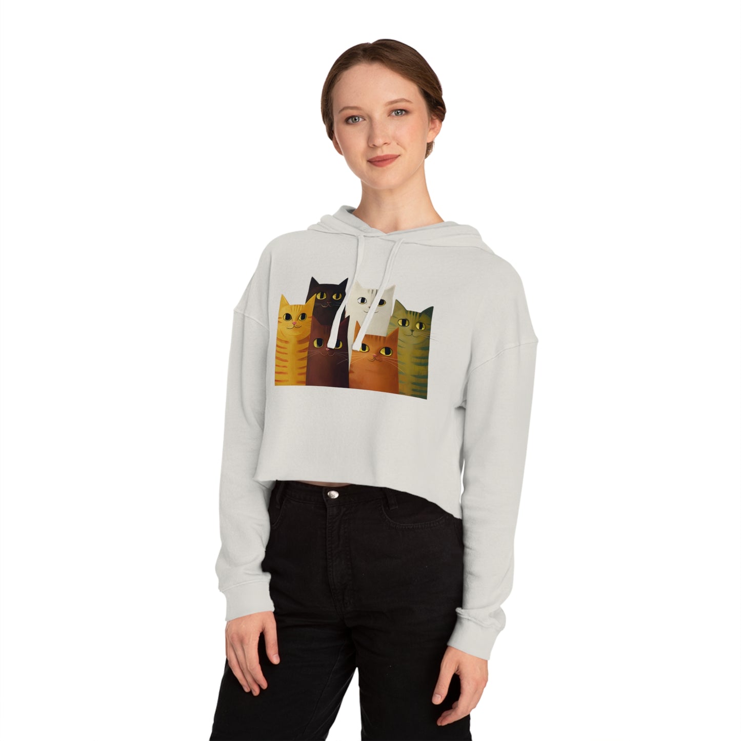 "Kitten Cuddle" Women’s Cropped Hooded Sweatshirt