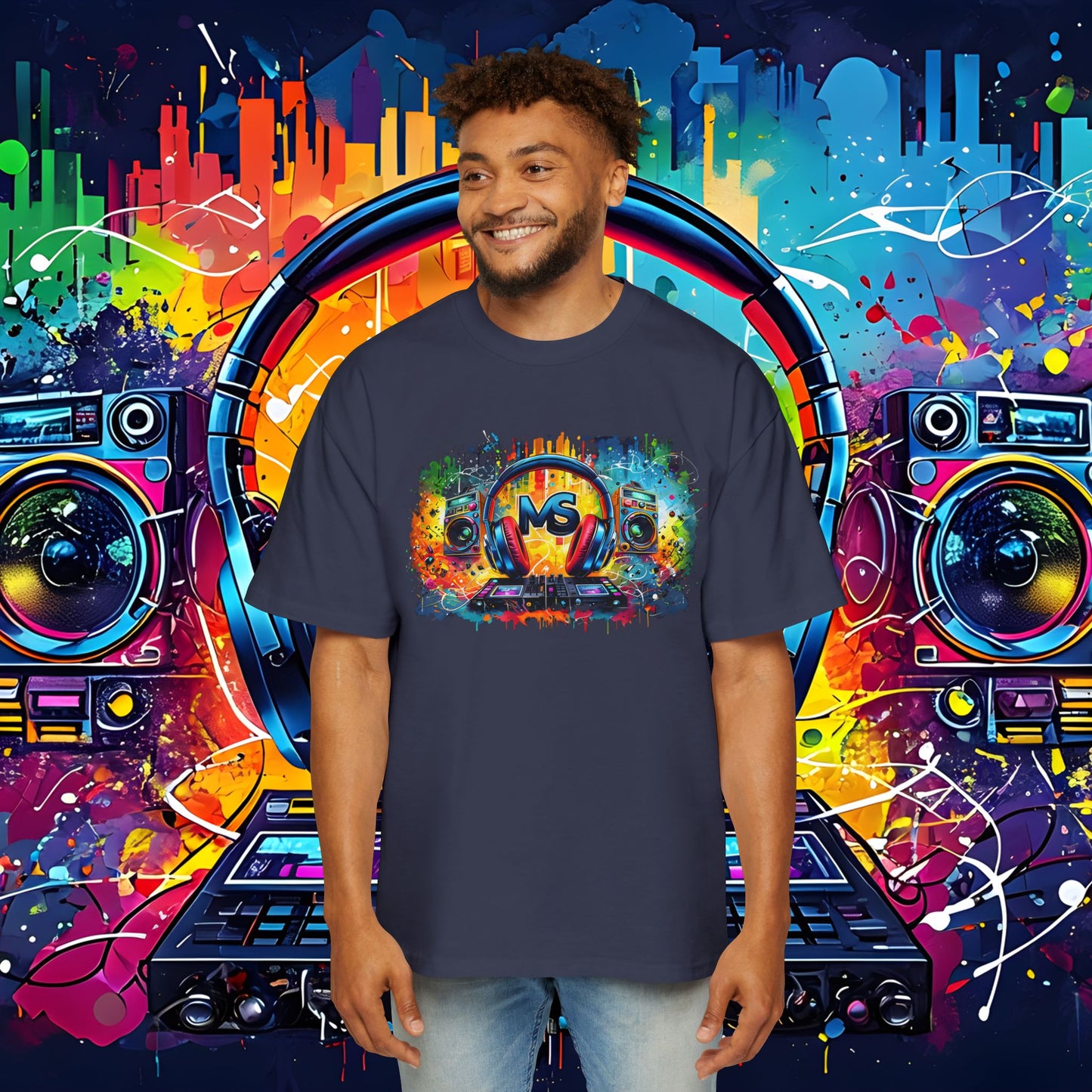 Colorful DJ Music Oversized Tee for Music Lovers