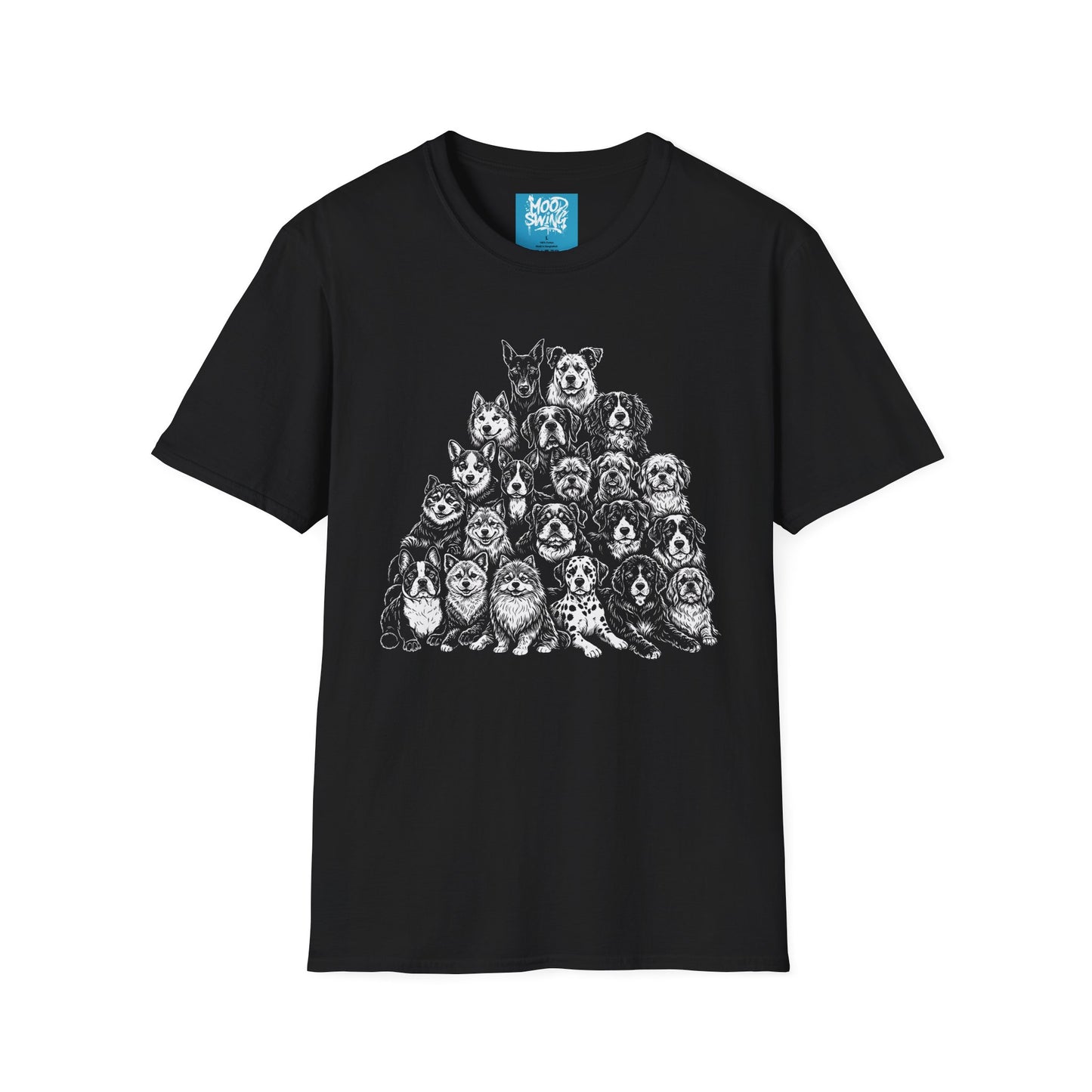 Dog Breeds Pyramid T-Shirt — Cute Pack of Dogs Graphic Tee for Pet Lovers