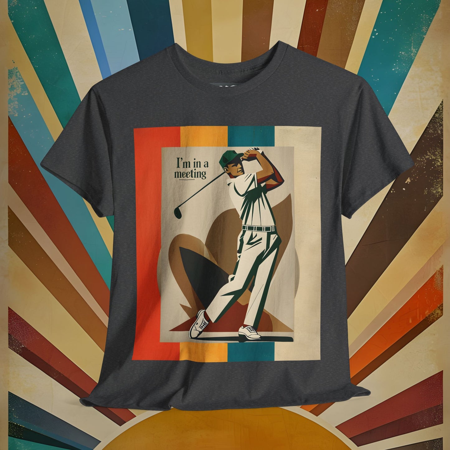 Golf-Inspired Unisex Heavy Cotton Tee - "I’m in a meeting" Design