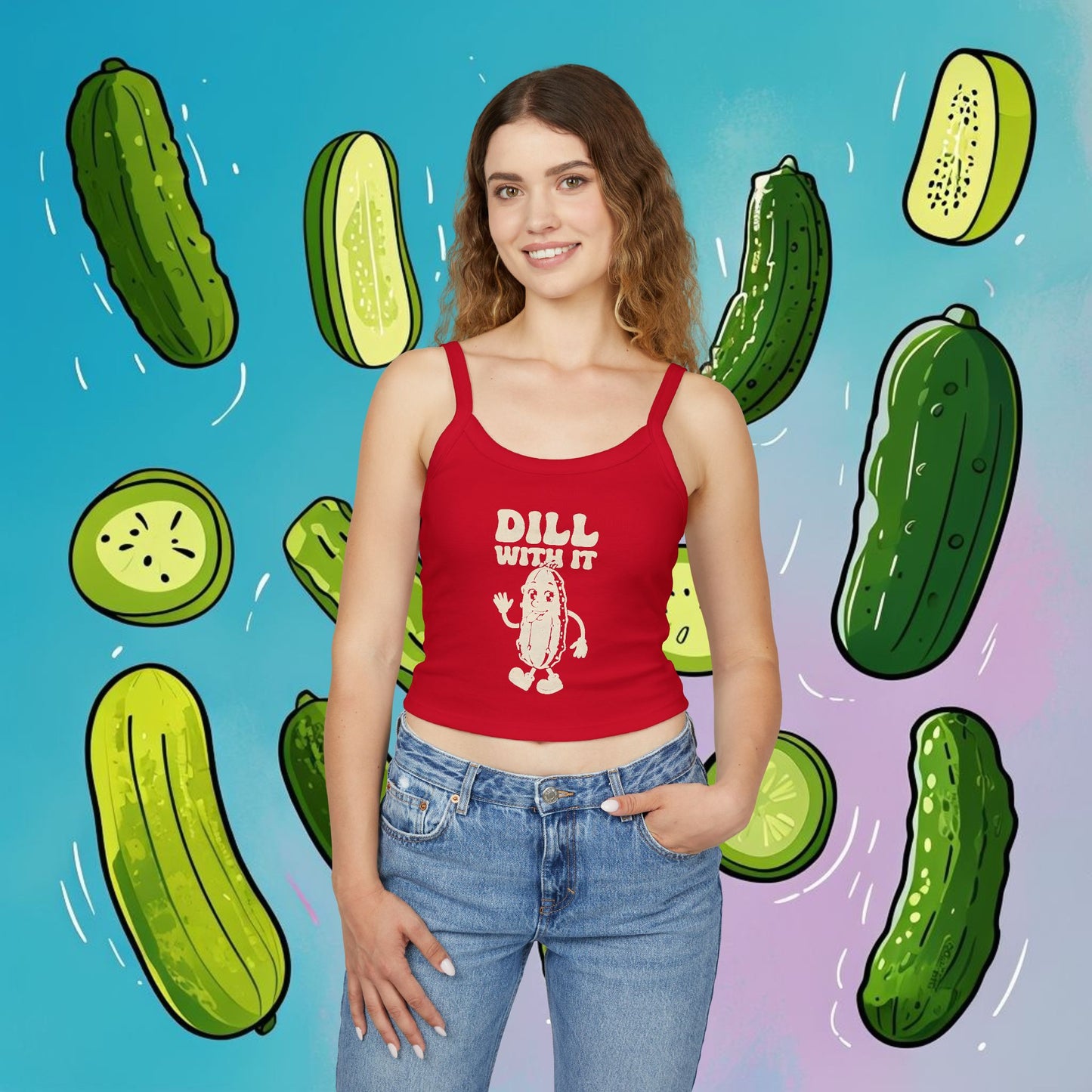 Fun Women's Dill With It Spaghetti Strap Tank Top