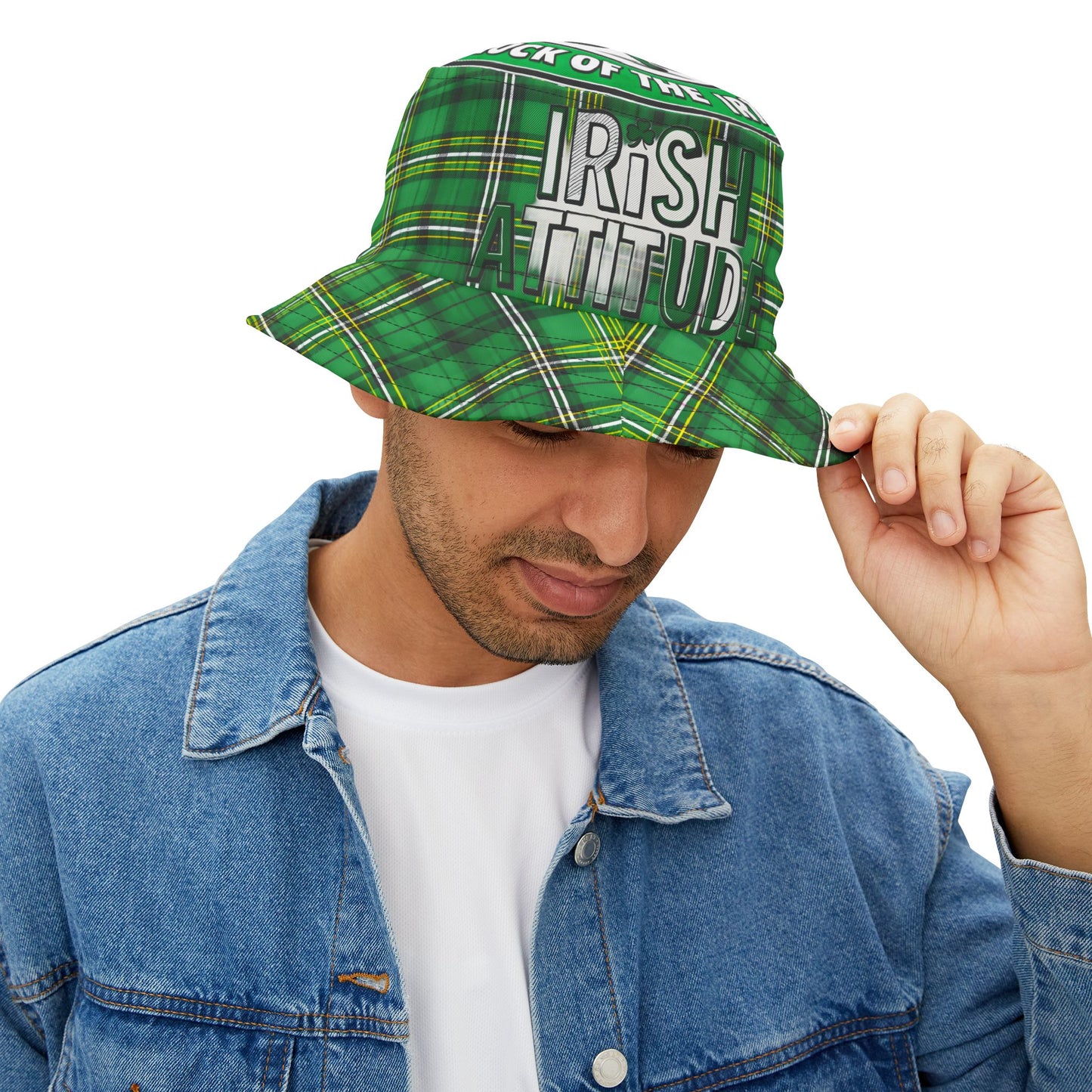 Irish Attitude Bucket Hat - St. Patrick's Day Green Plaid