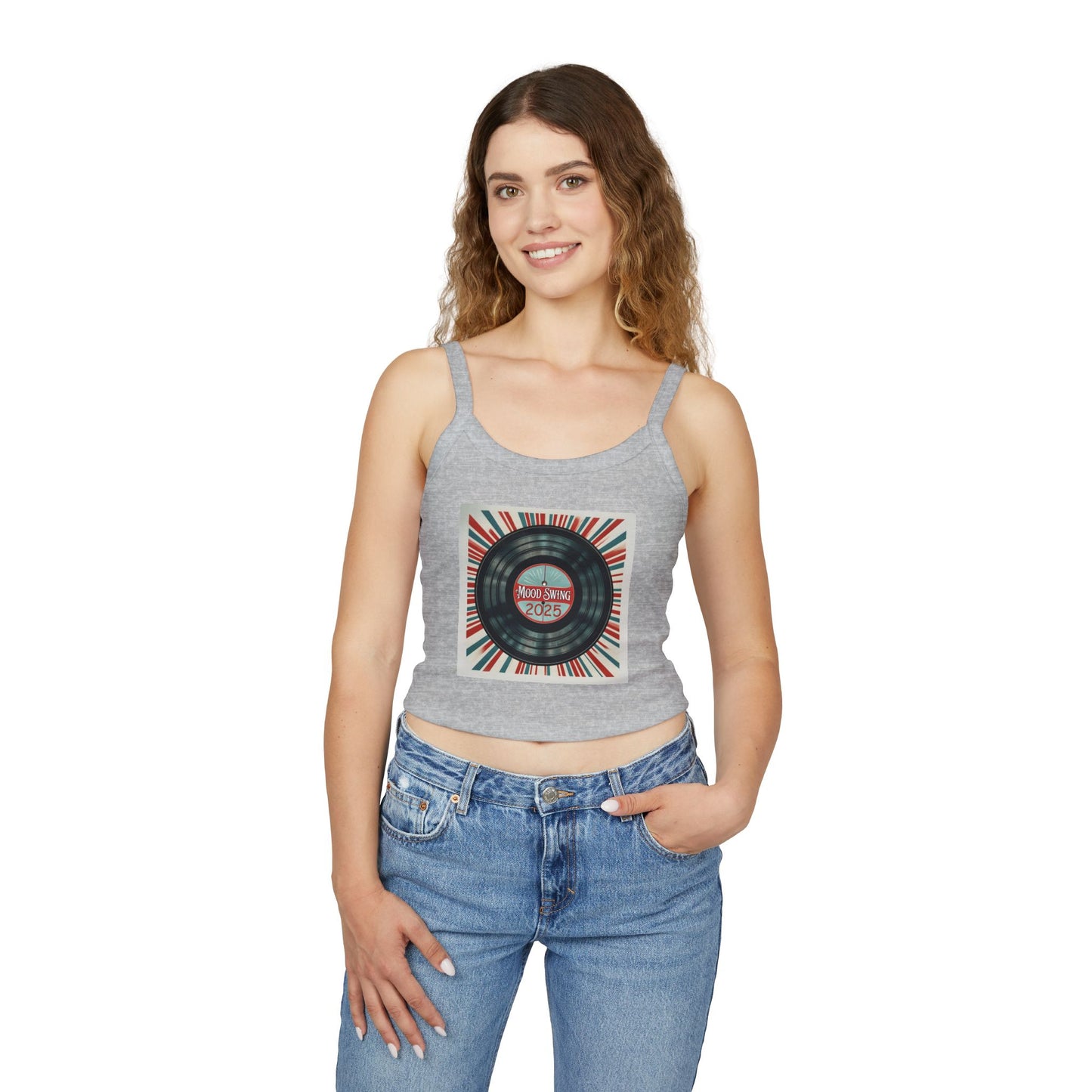 "Vintage Vinyl Vibes" Women's Spaghetti Strap Tank Top