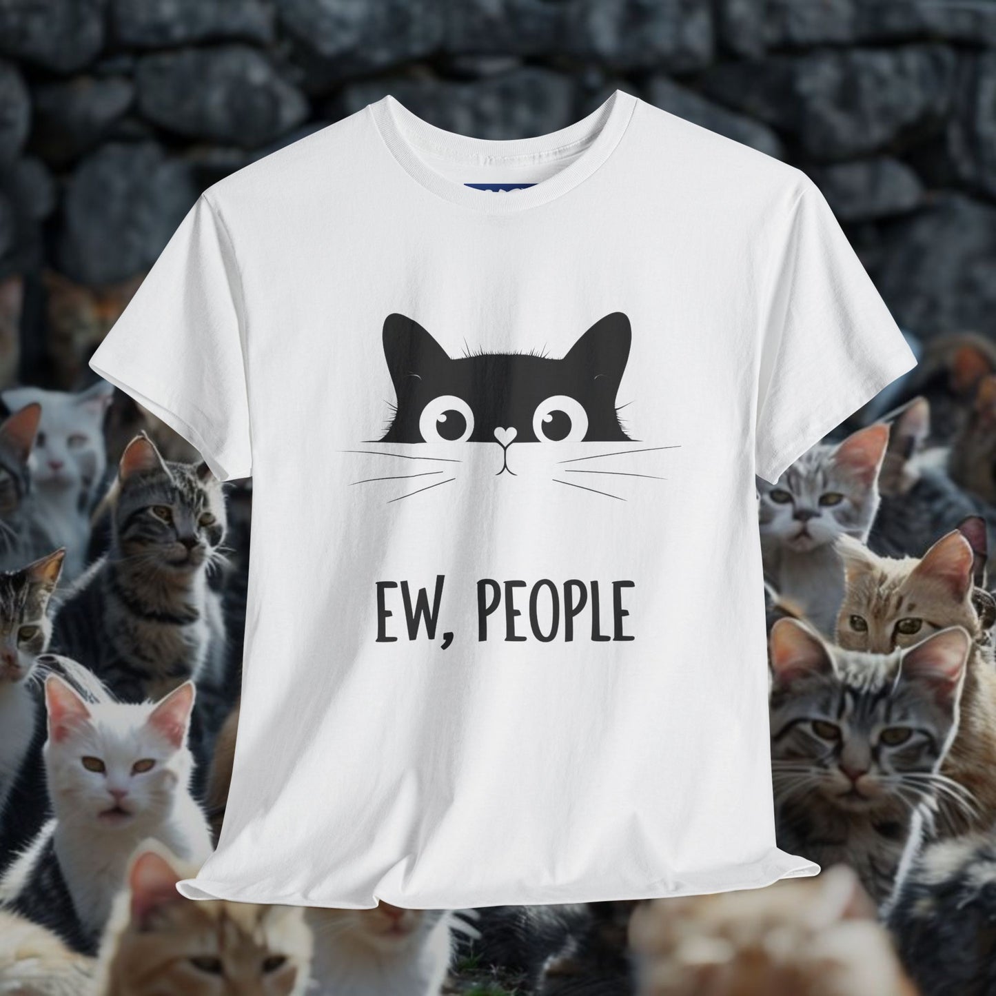 Funny Cat Graphic Tee - 'Ew, People' Unisex Heavy Cotton Shirt
