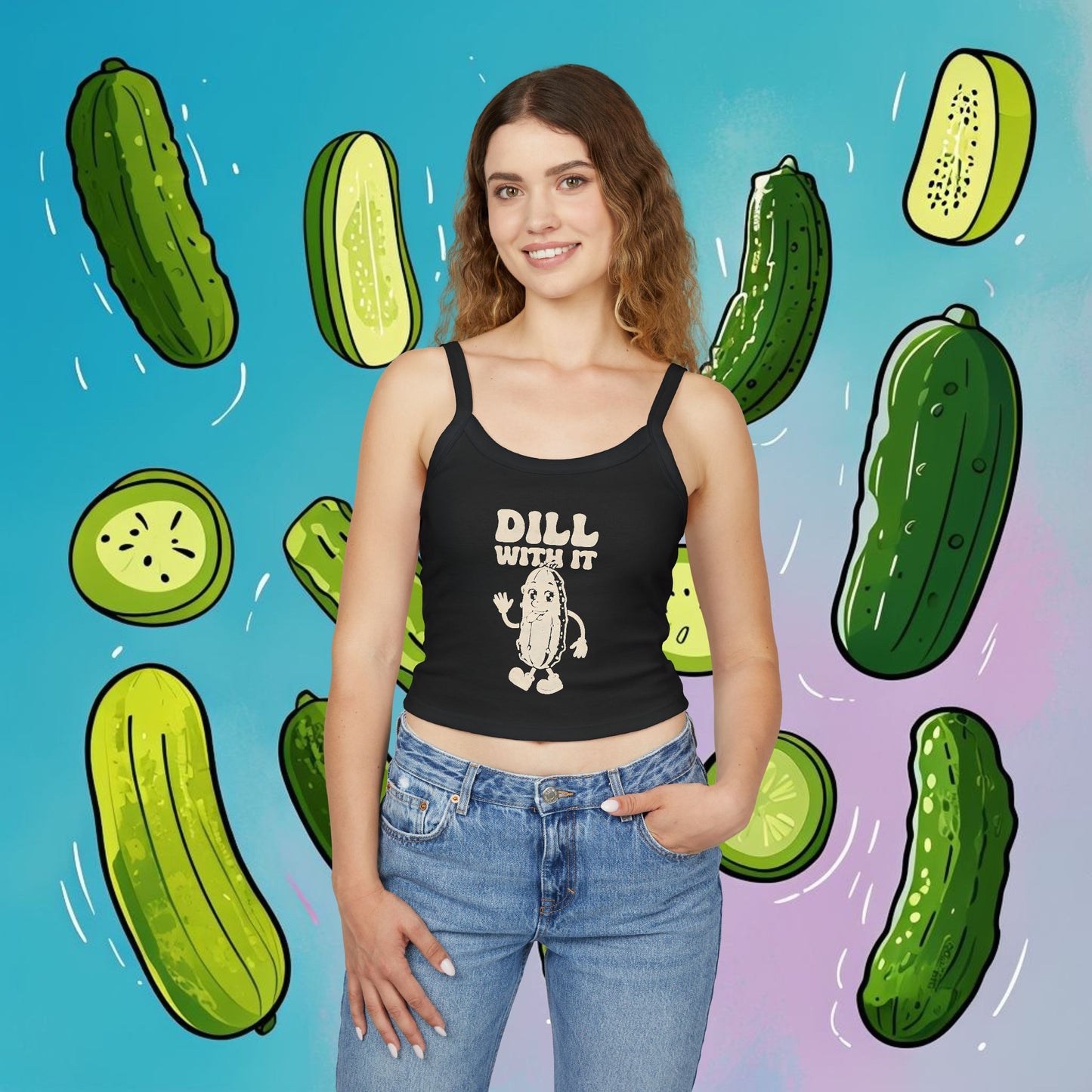Fun Women's Dill With It Spaghetti Strap Tank Top