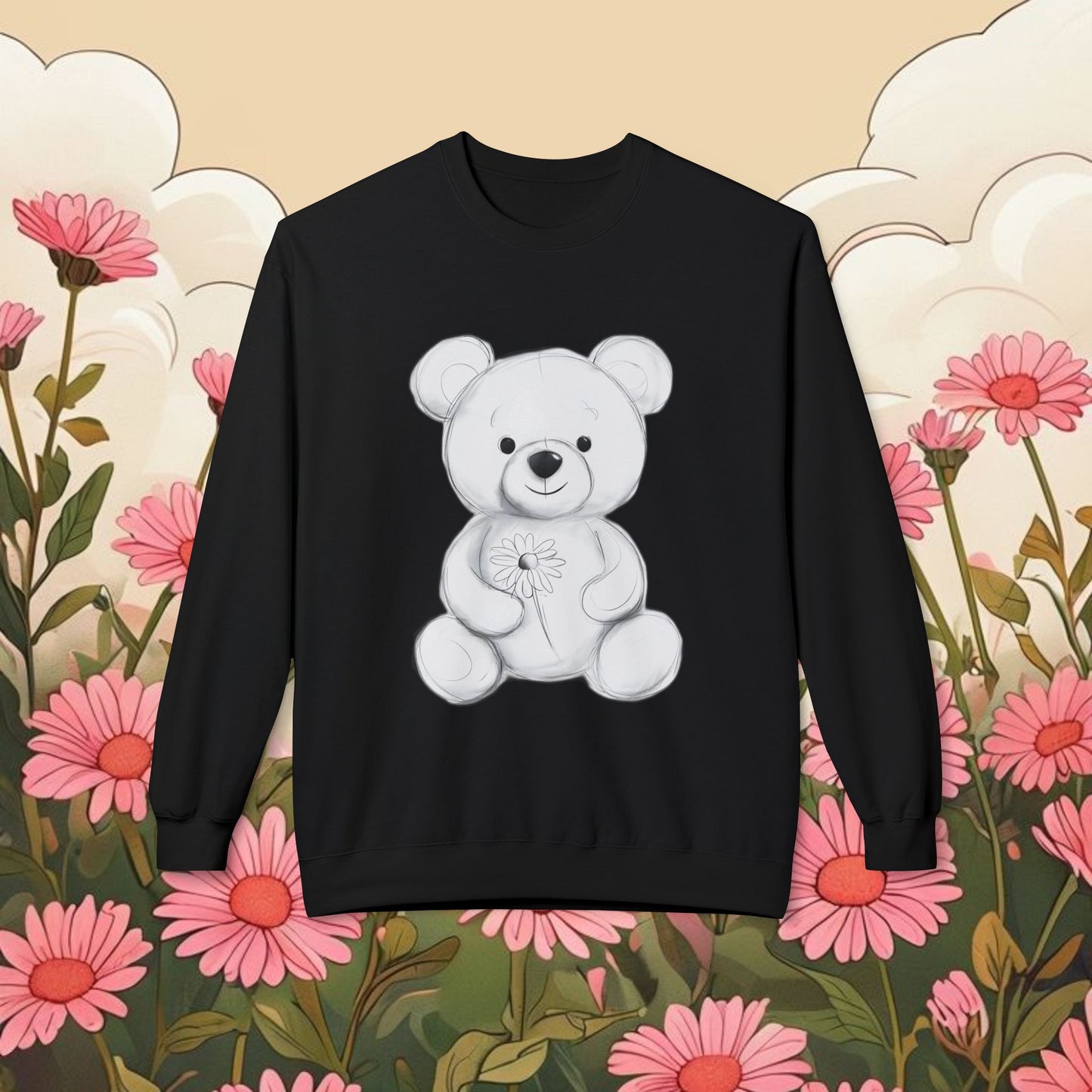 Cute Teddy Bear Fleece Crewneck Sweatshirt - Cozy and Adorable