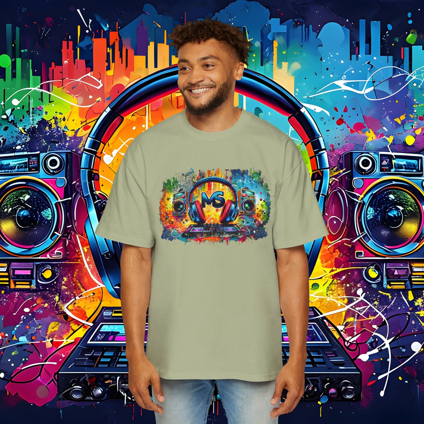Colorful DJ Music Oversized Tee for Music Lovers