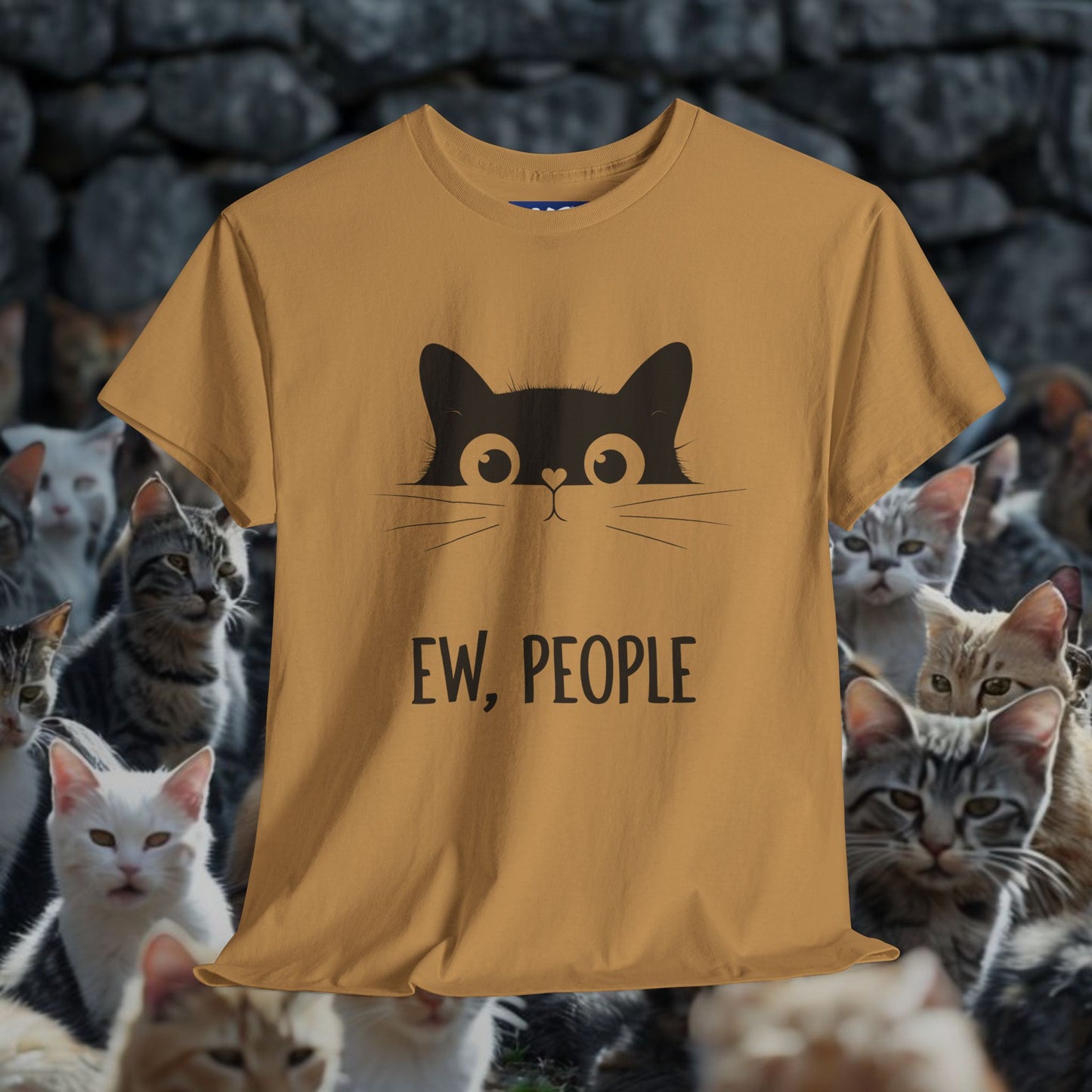 Funny Cat Graphic Tee - 'Ew, People' Unisex Heavy Cotton Shirt