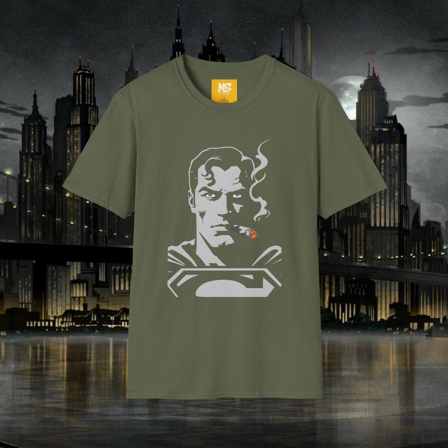 Superhero Superman Smoking Graphic T-Shirt - Unisex Softstyle