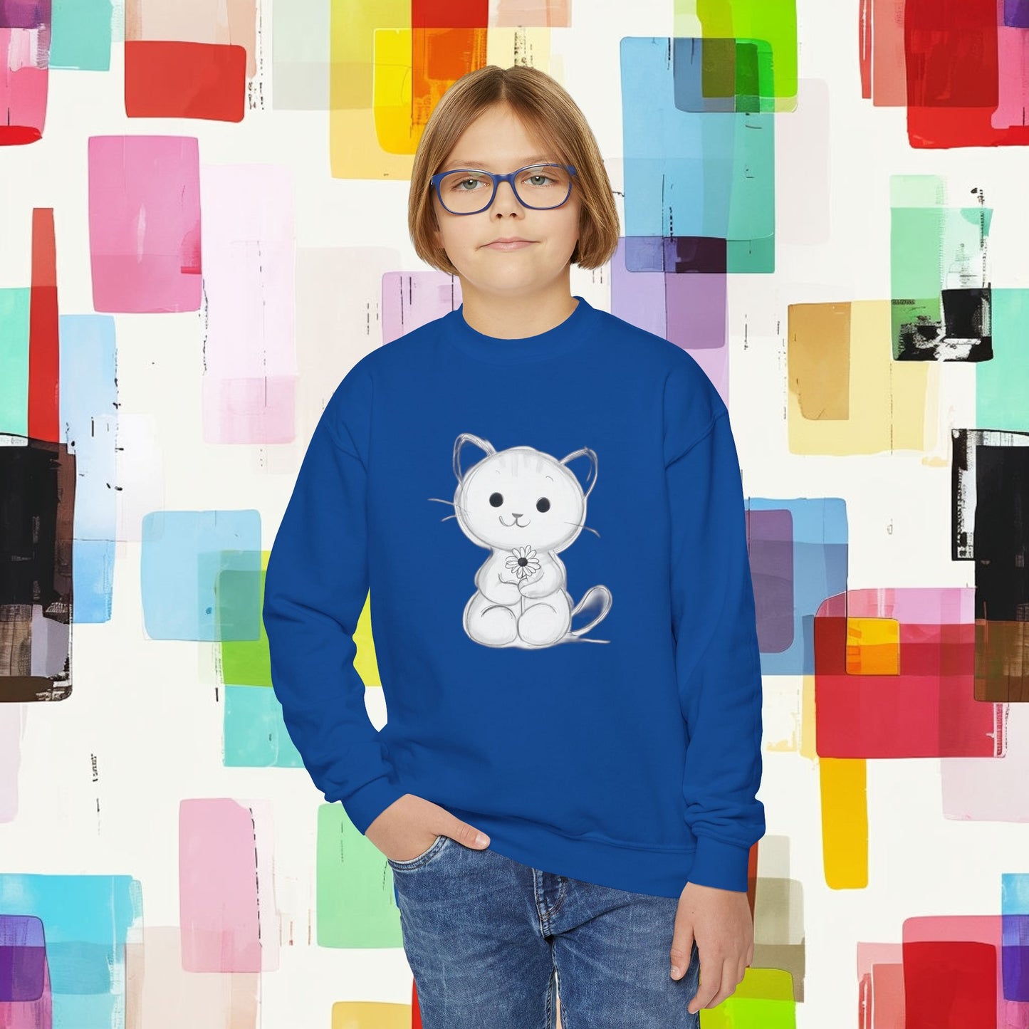 Youth Crewneck Sweatshirt kitten cat