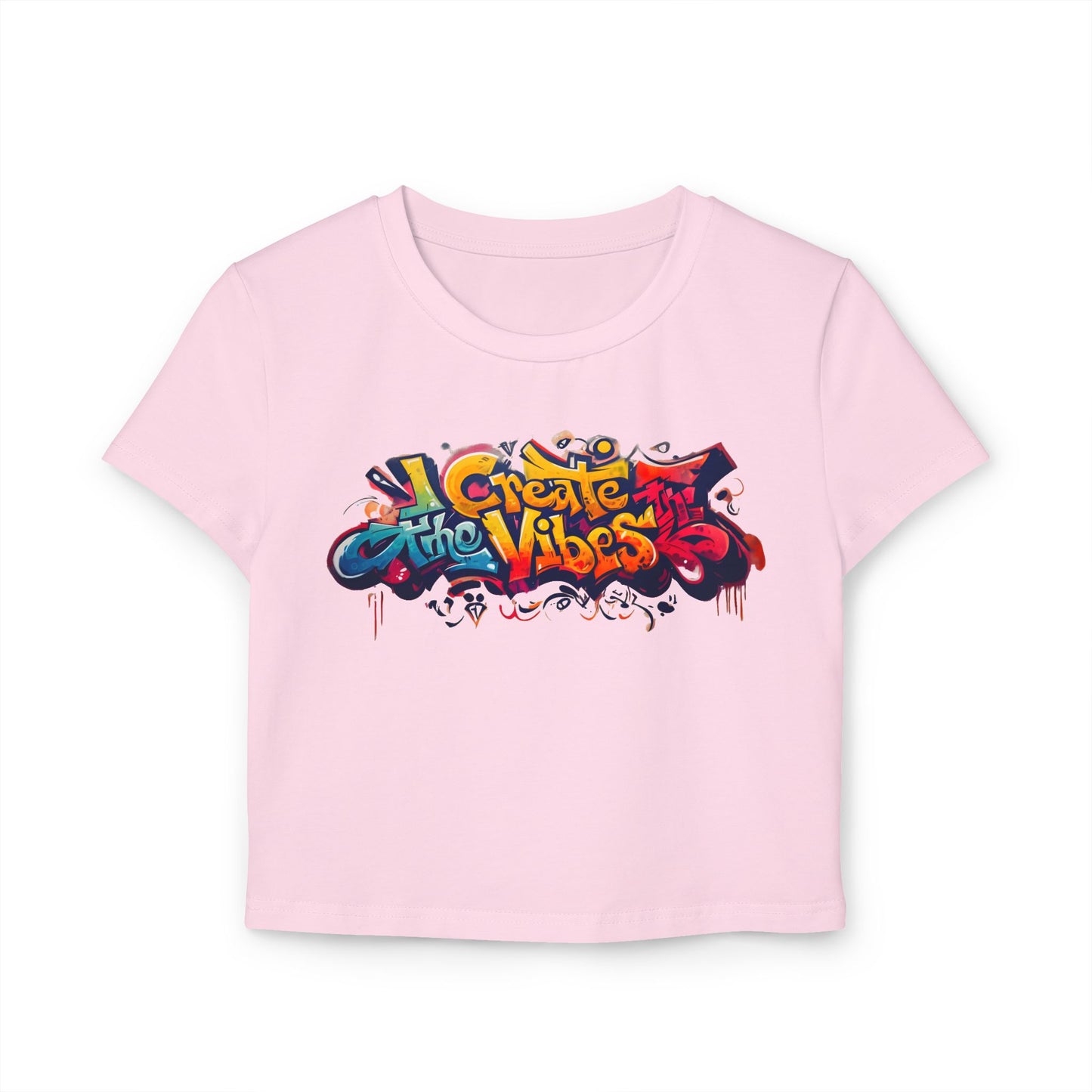 Create the Vibes Women's Baby Tee – Trendy Cropped Shirt for Casual Style