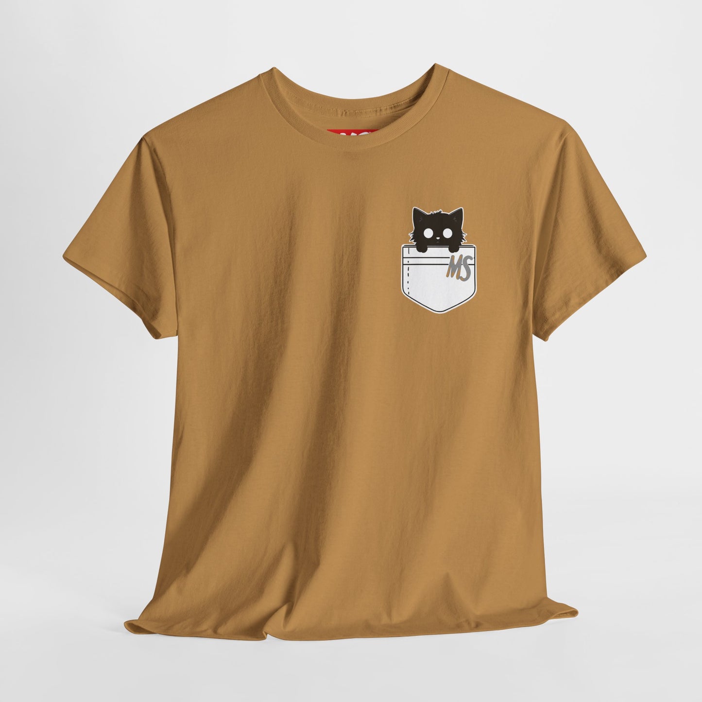 Cute Cat Pocket Unisex Heavy Cotton Tee
