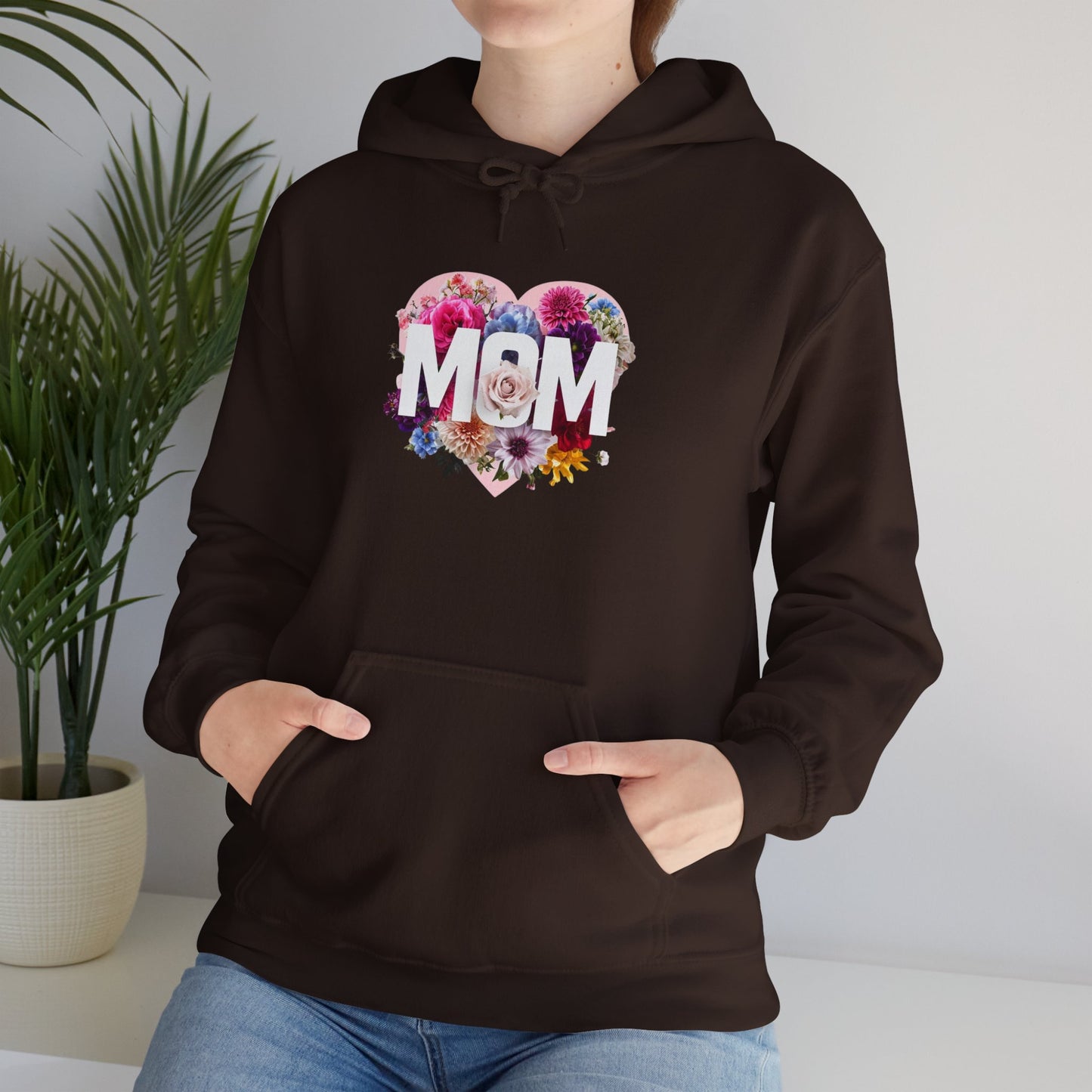 Mom Heart Floral Hoodie - Unisex Heavy Blend™ Sweatshirt for Mother's Day