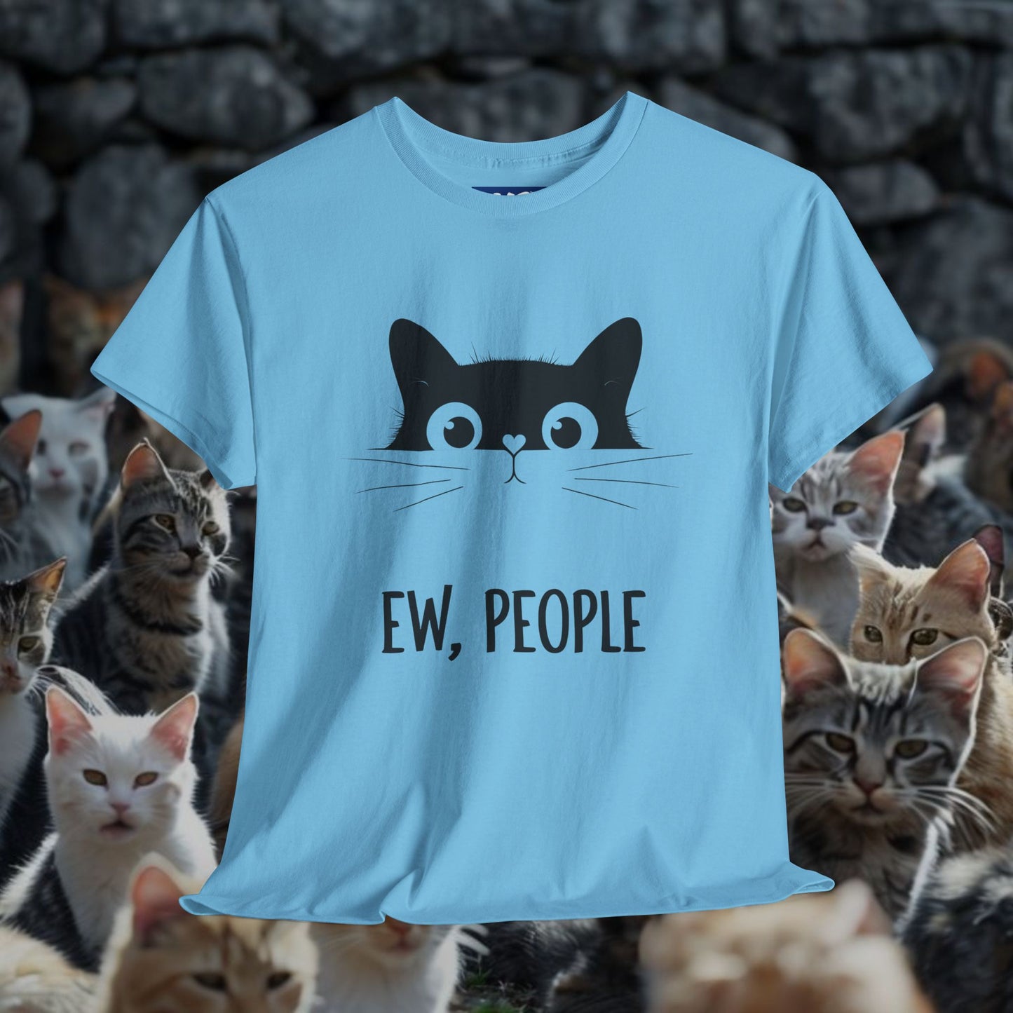 Funny Cat Graphic Tee - 'Ew, People' Unisex Heavy Cotton Shirt