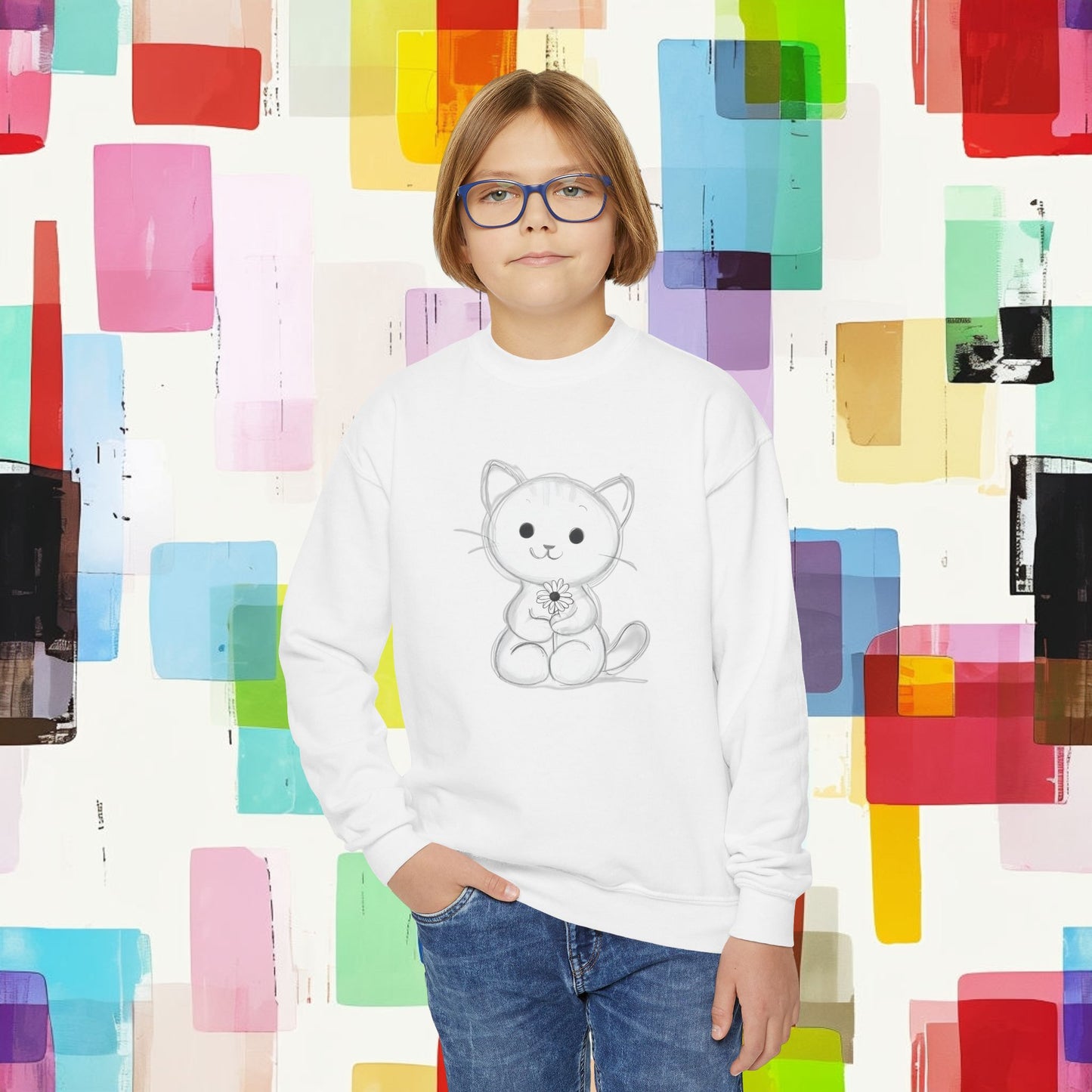Youth Crewneck Sweatshirt kitten cat