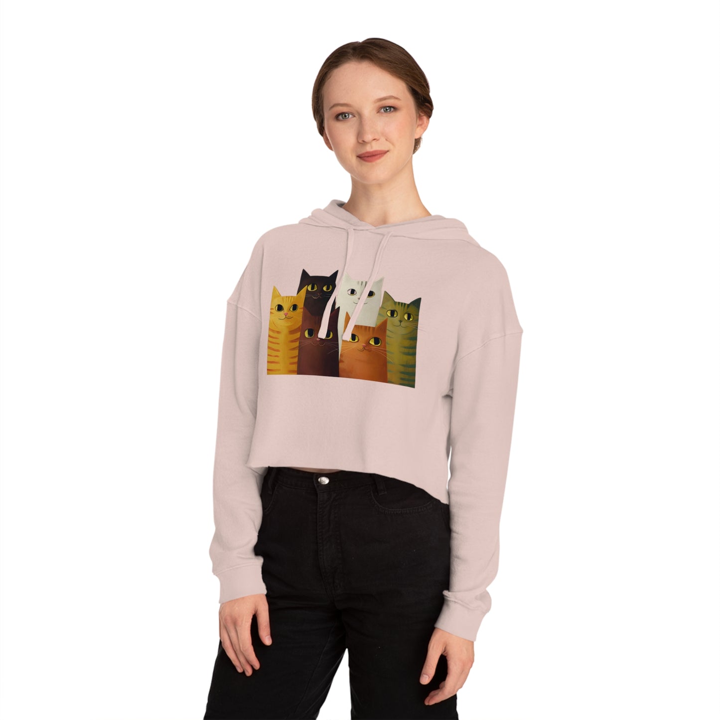 "Kitten Cuddle" Women’s Cropped Hooded Sweatshirt