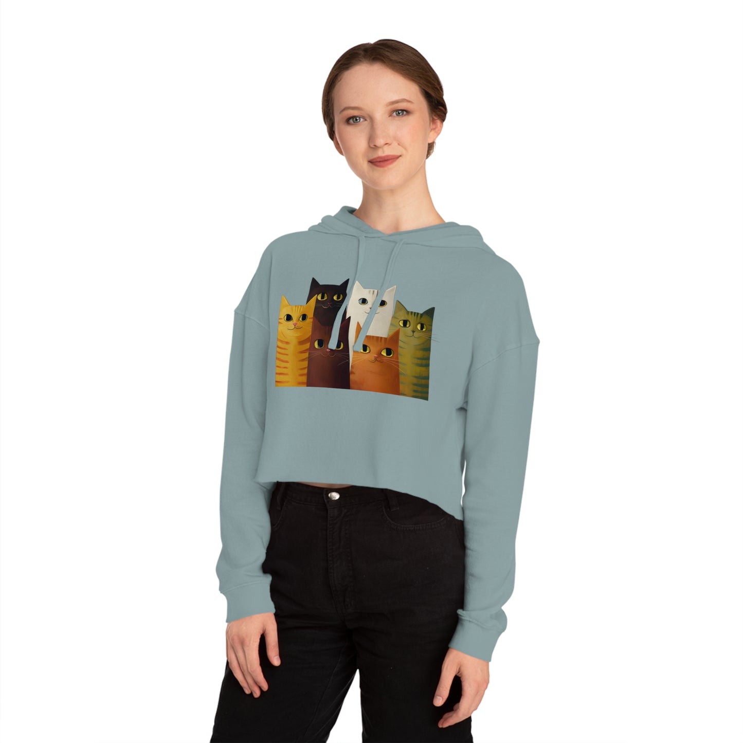 "Kitten Cuddle" Women’s Cropped Hooded Sweatshirt