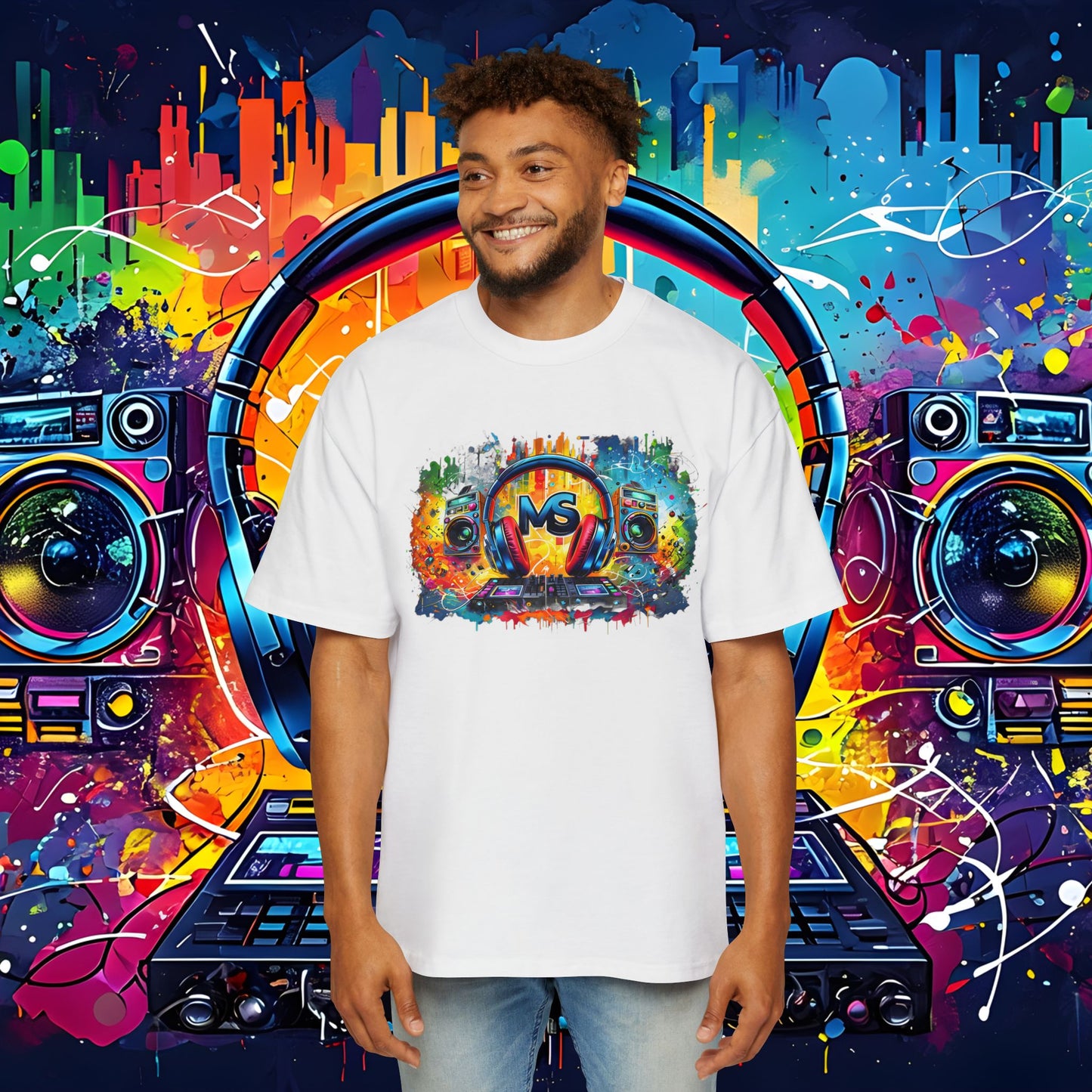 Colorful DJ Music Oversized Tee for Music Lovers