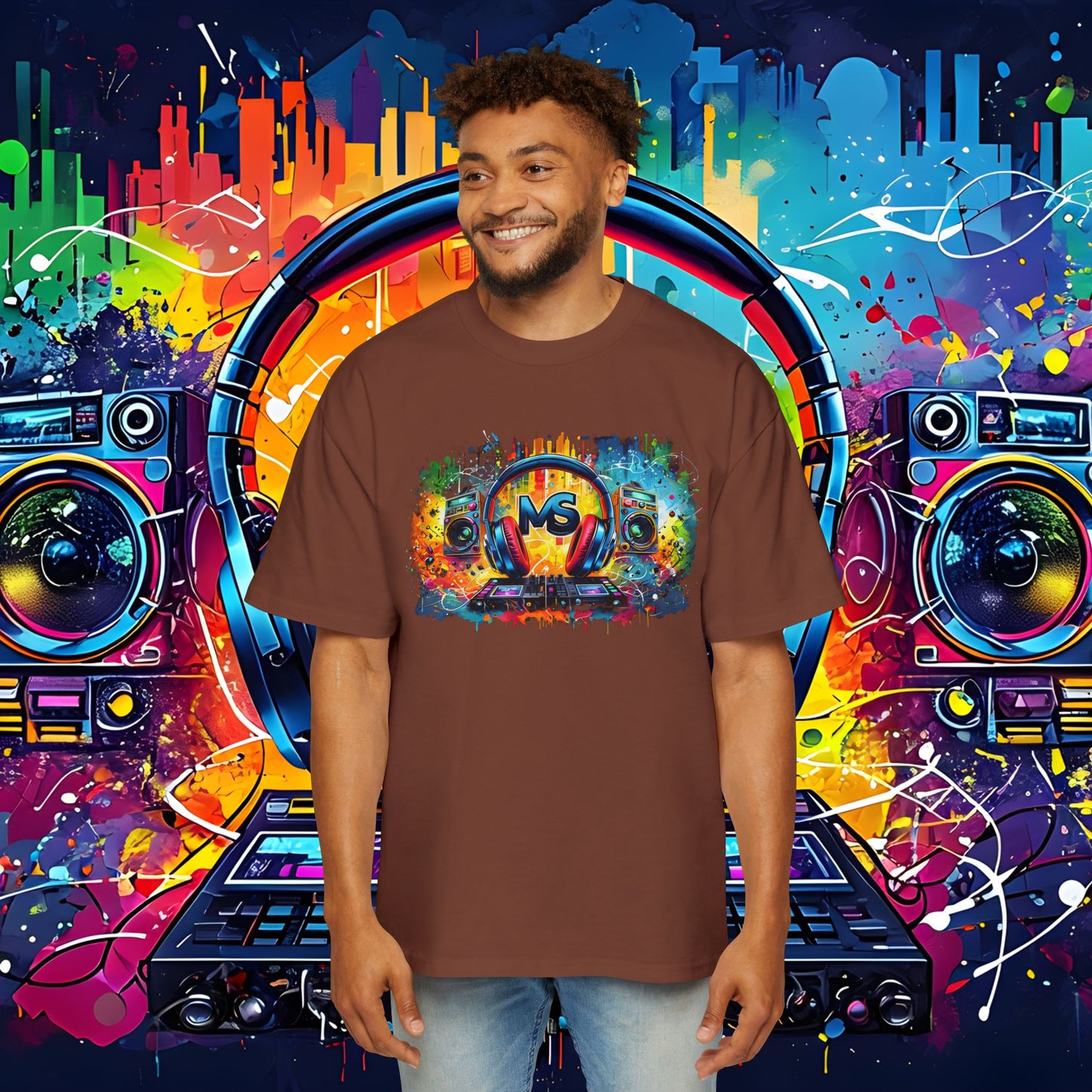 Colorful DJ Music Oversized Tee for Music Lovers