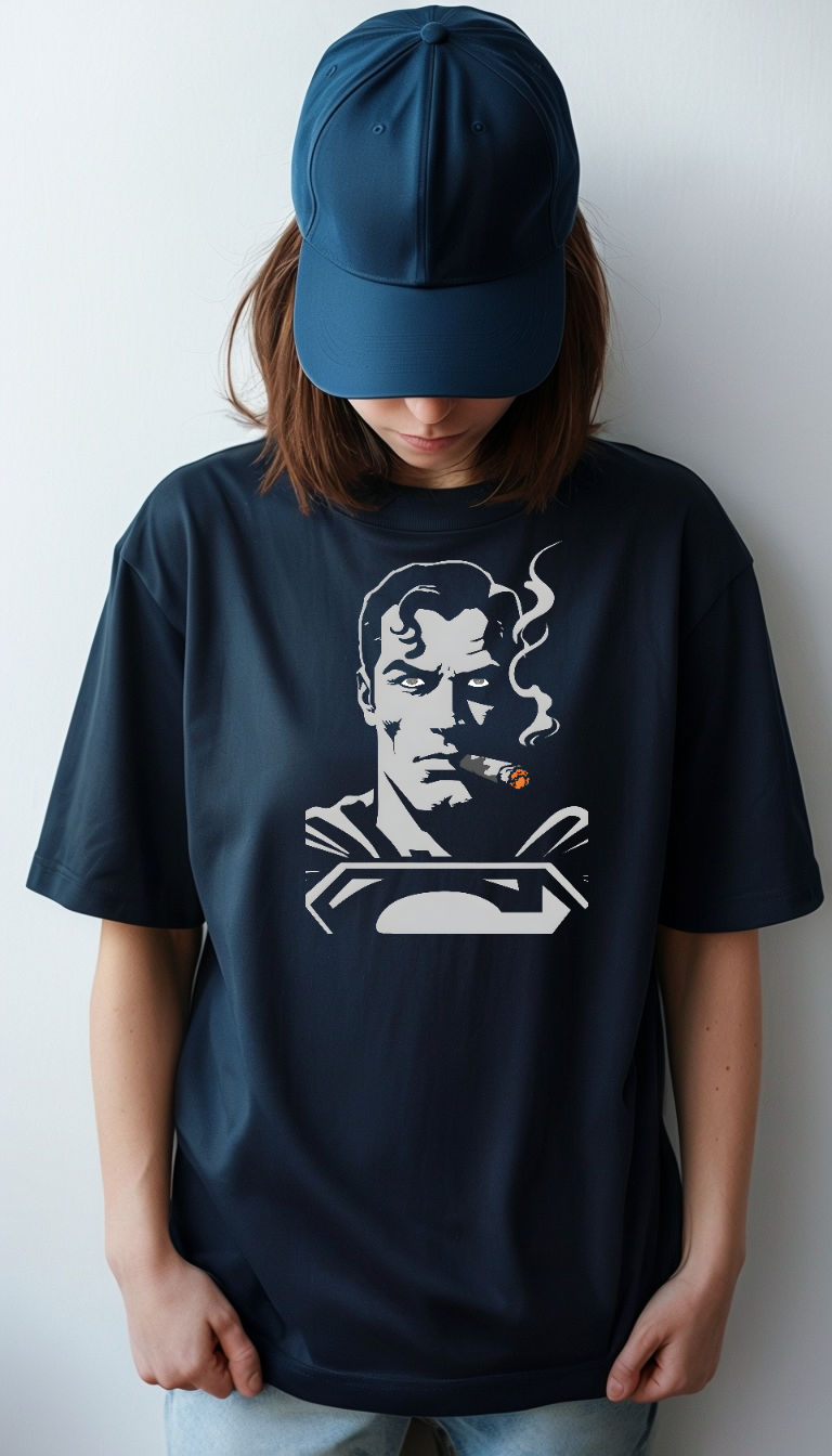 Superhero Superman Smoking Graphic T-Shirt - Unisex Softstyle