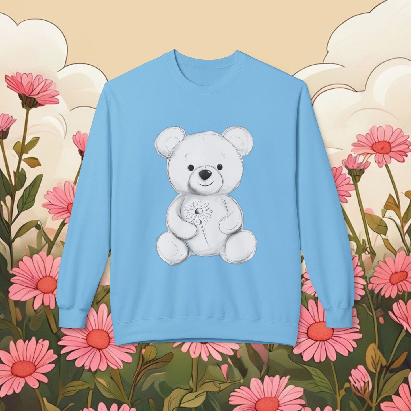 Cute Teddy Bear Fleece Crewneck Sweatshirt - Cozy and Adorable