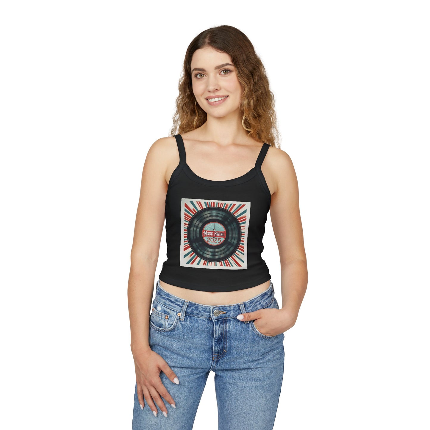 "Vintage Vinyl Vibes" Women's Spaghetti Strap Tank Top