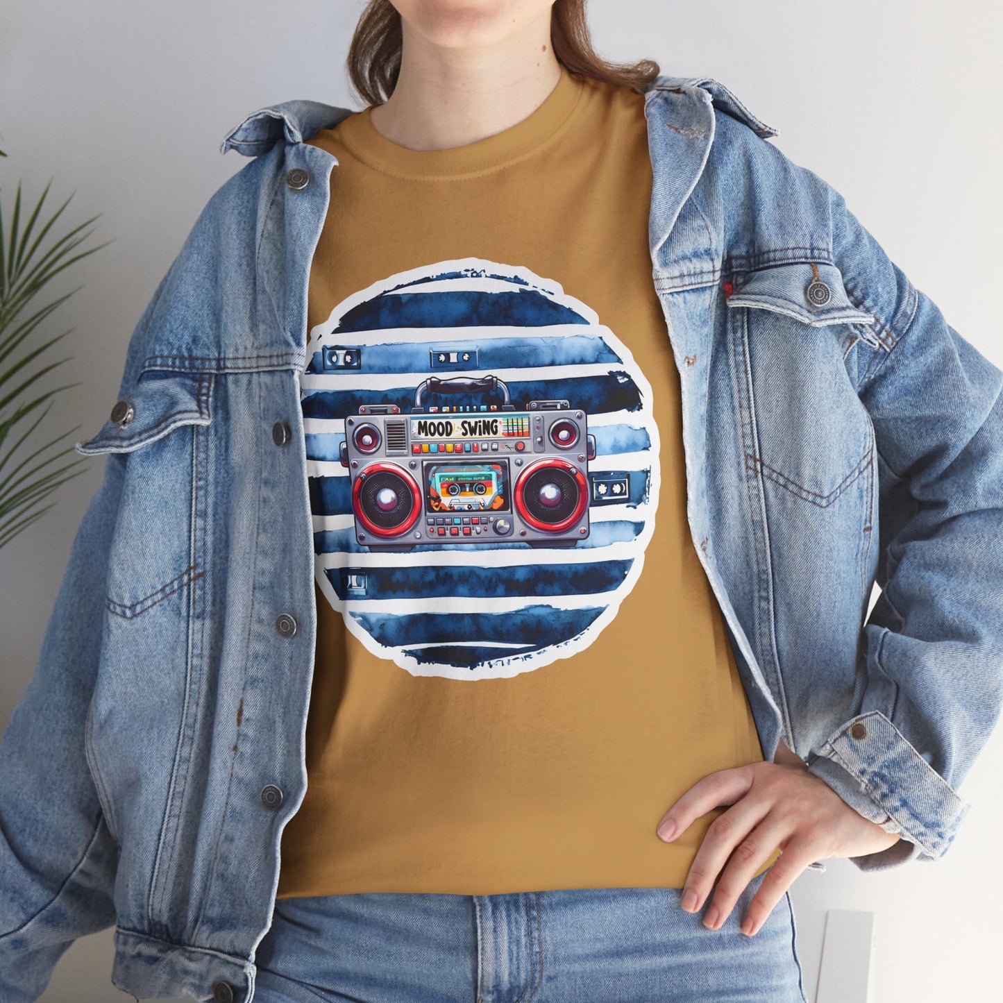 Retro Boombox Unisex Heavy Cotton Tee - Perfect for Music Lovers