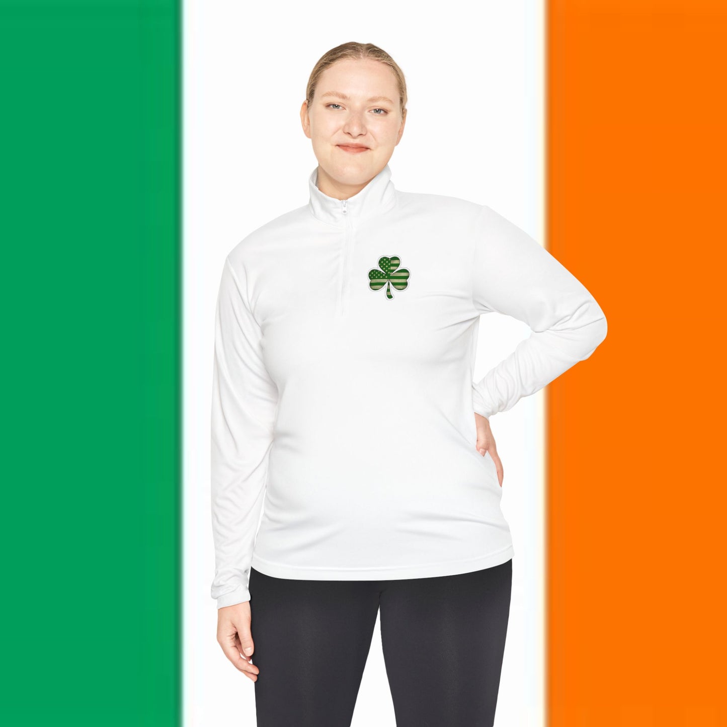 St. Patrick's Day Unisex Quarter-Zip Pullover with Shamrock Design