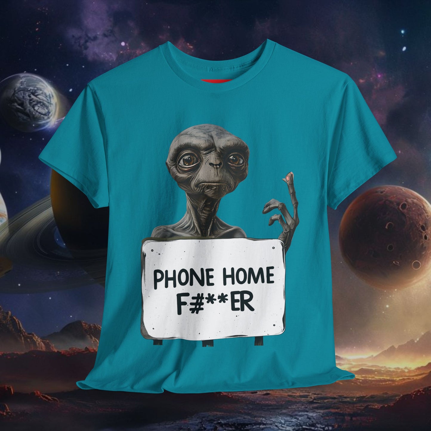 Alien E.T. Phone Home Unisex Heavy Cotton Tee - Funny Graphic T-Shirt