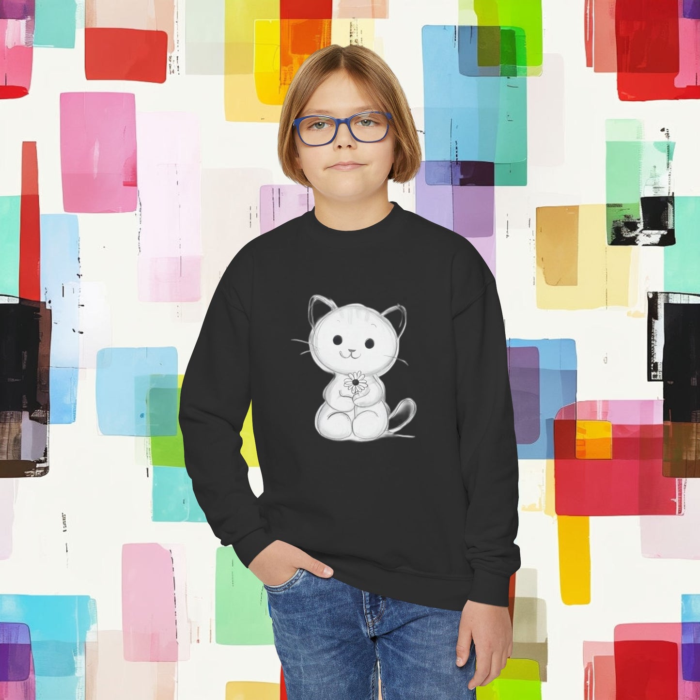 Youth Crewneck Sweatshirt kitten cat