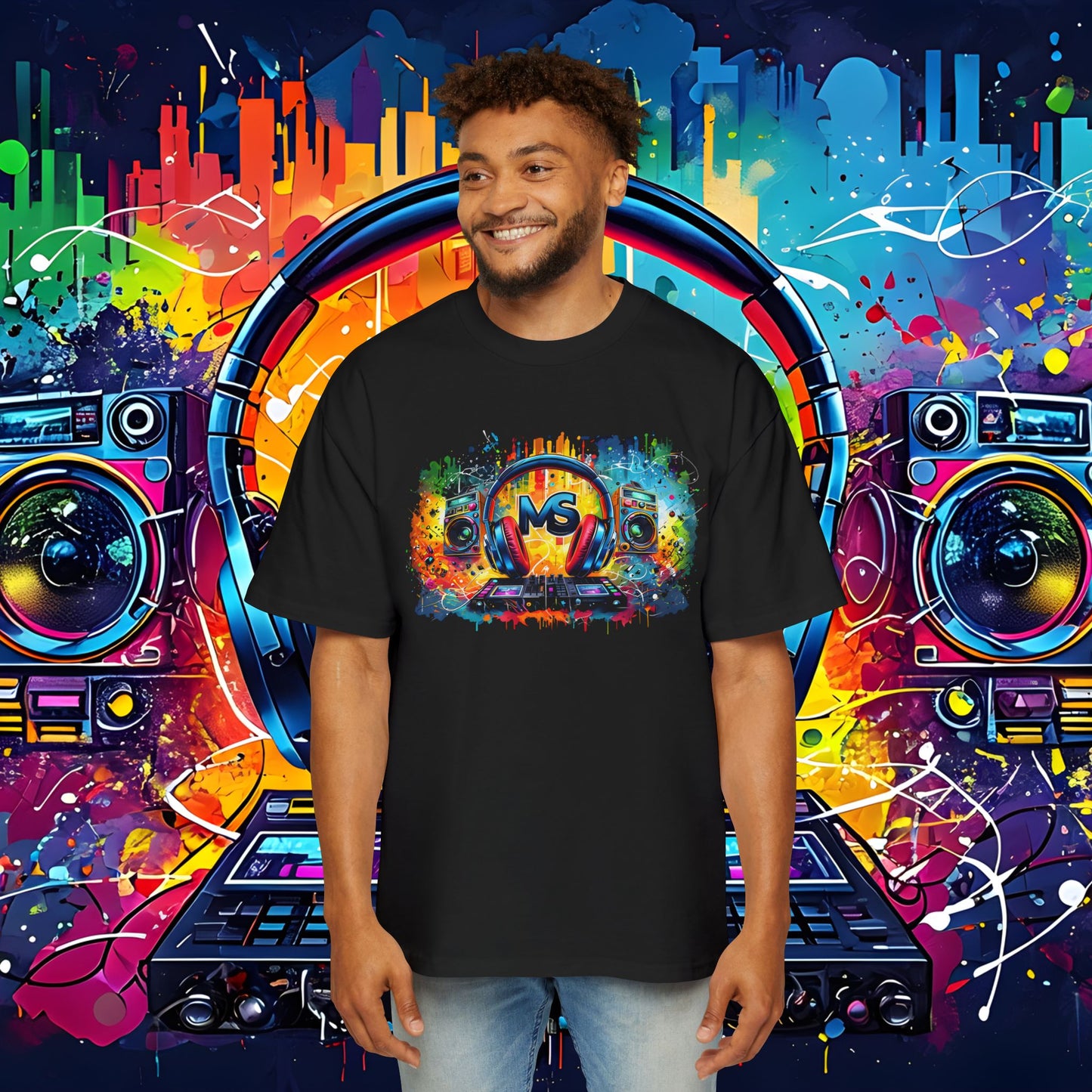 Colorful DJ Music Oversized Tee for Music Lovers