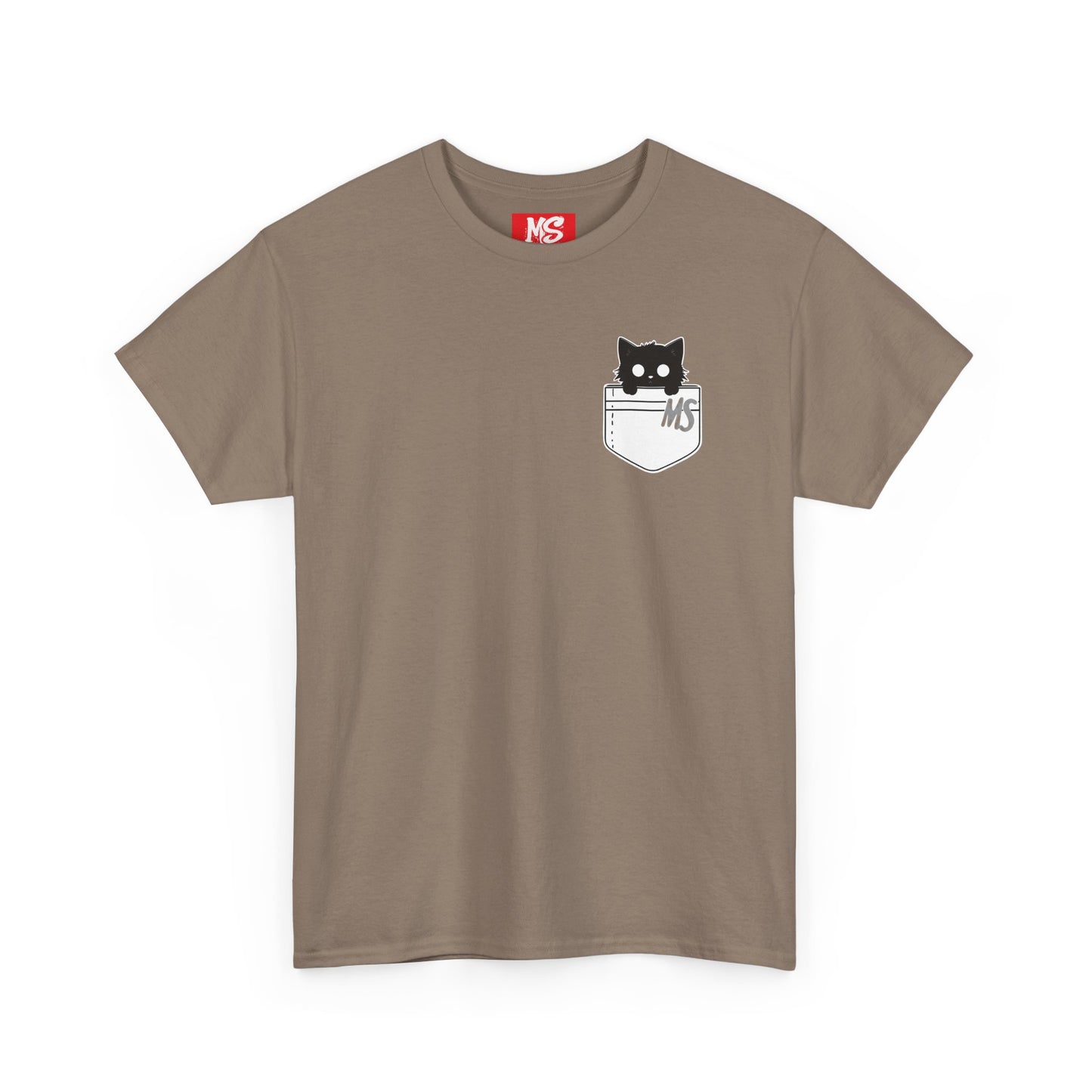 Cute Cat Pocket Unisex Heavy Cotton Tee