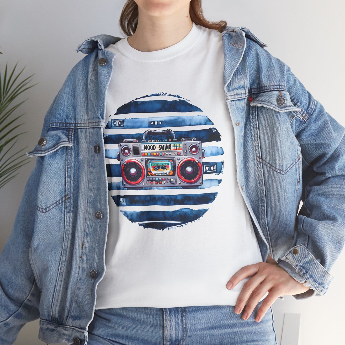 Retro Boombox Unisex Heavy Cotton Tee - Perfect for Music Lovers
