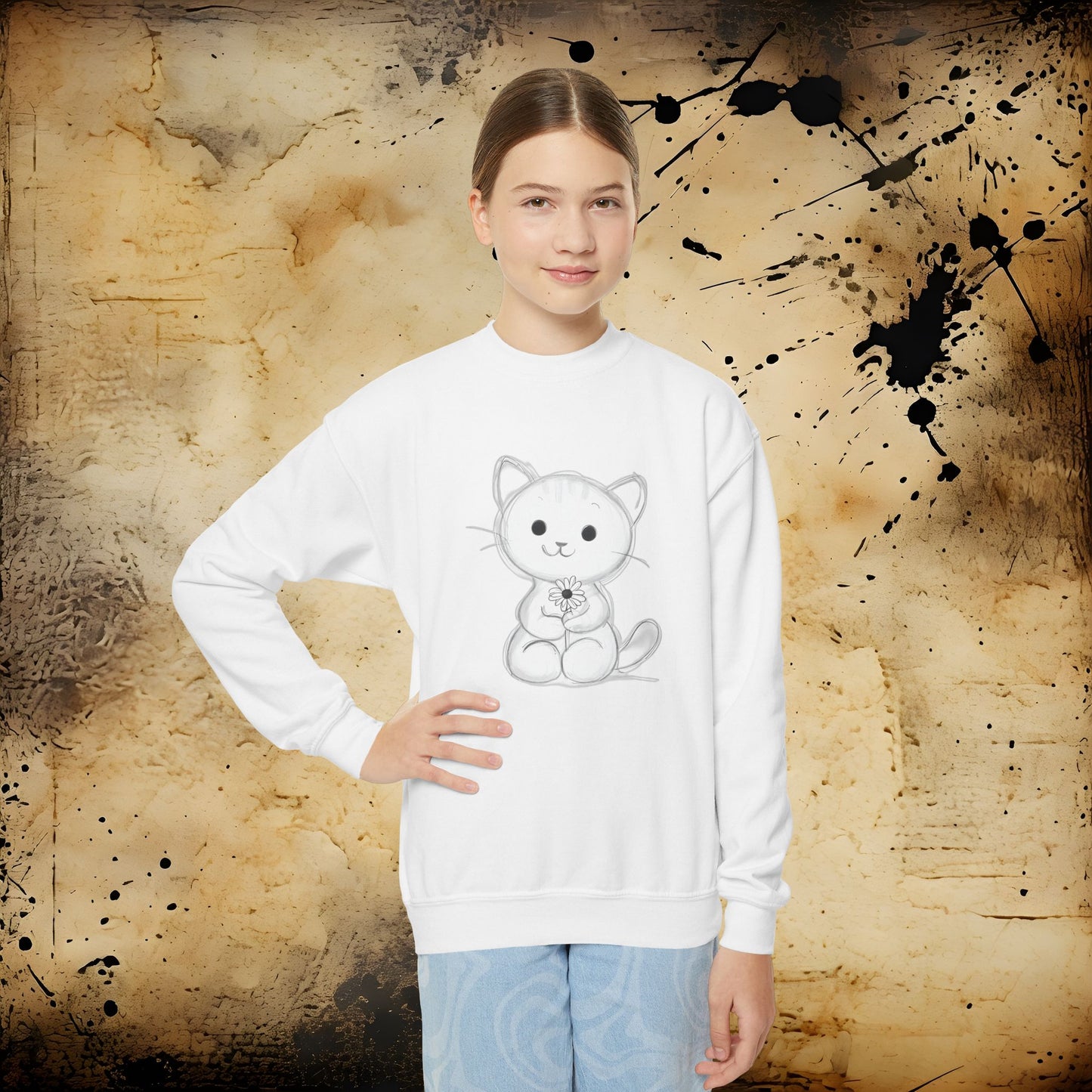 Youth Crewneck Sweatshirt kitten cat