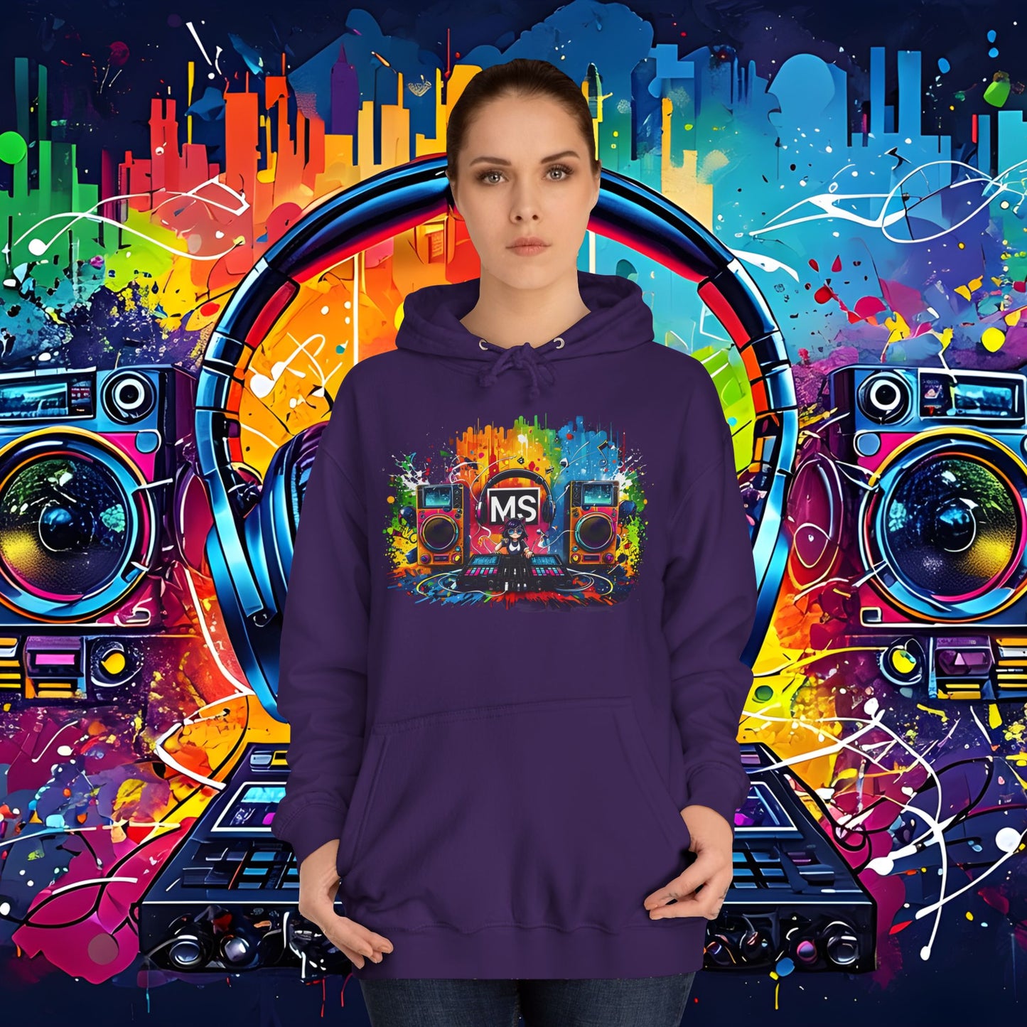 Vibrant Music Festival Unisex College Hoodie - Perfect for Concerts & Casual Wear DJ