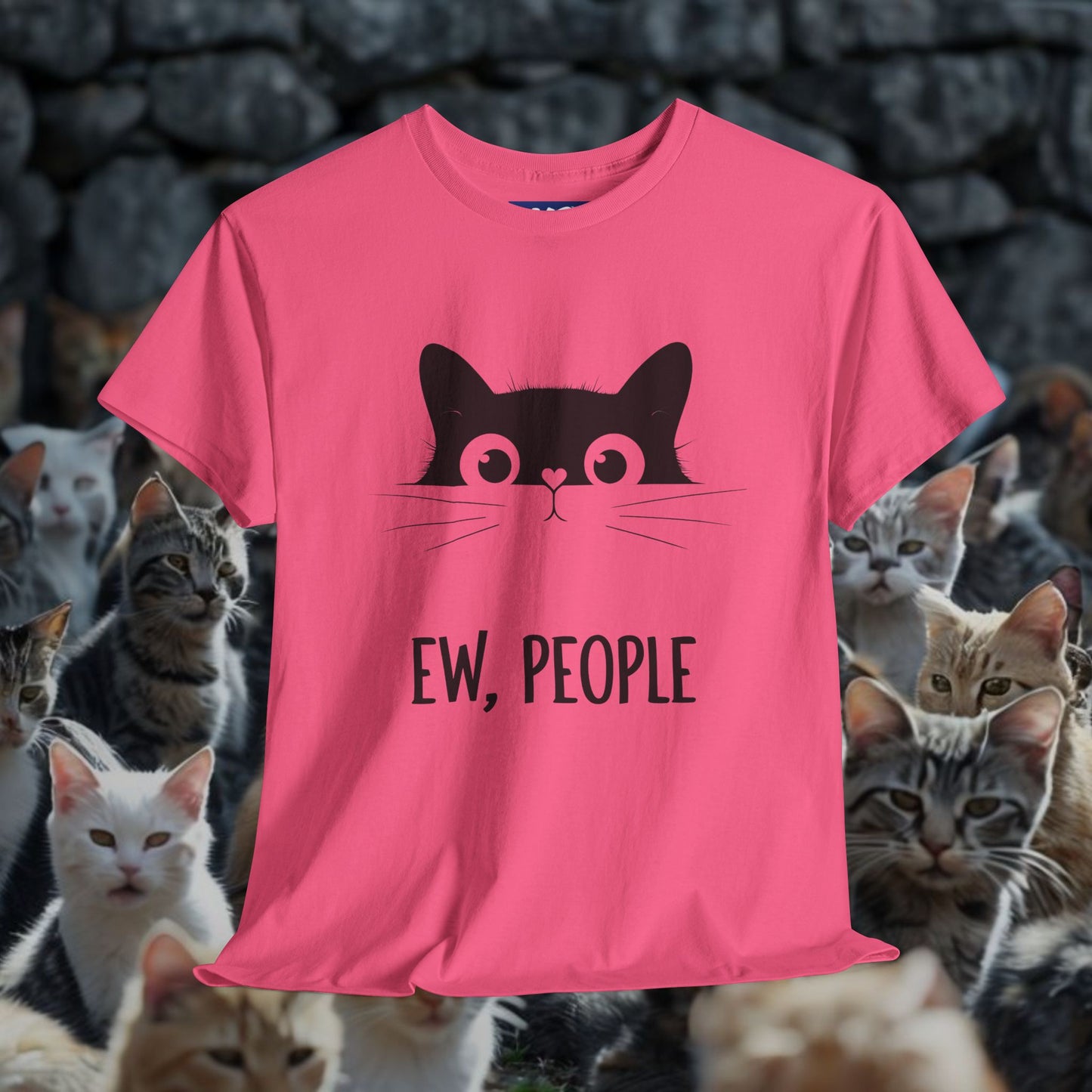 Funny Cat Graphic Tee - 'Ew, People' Unisex Heavy Cotton Shirt